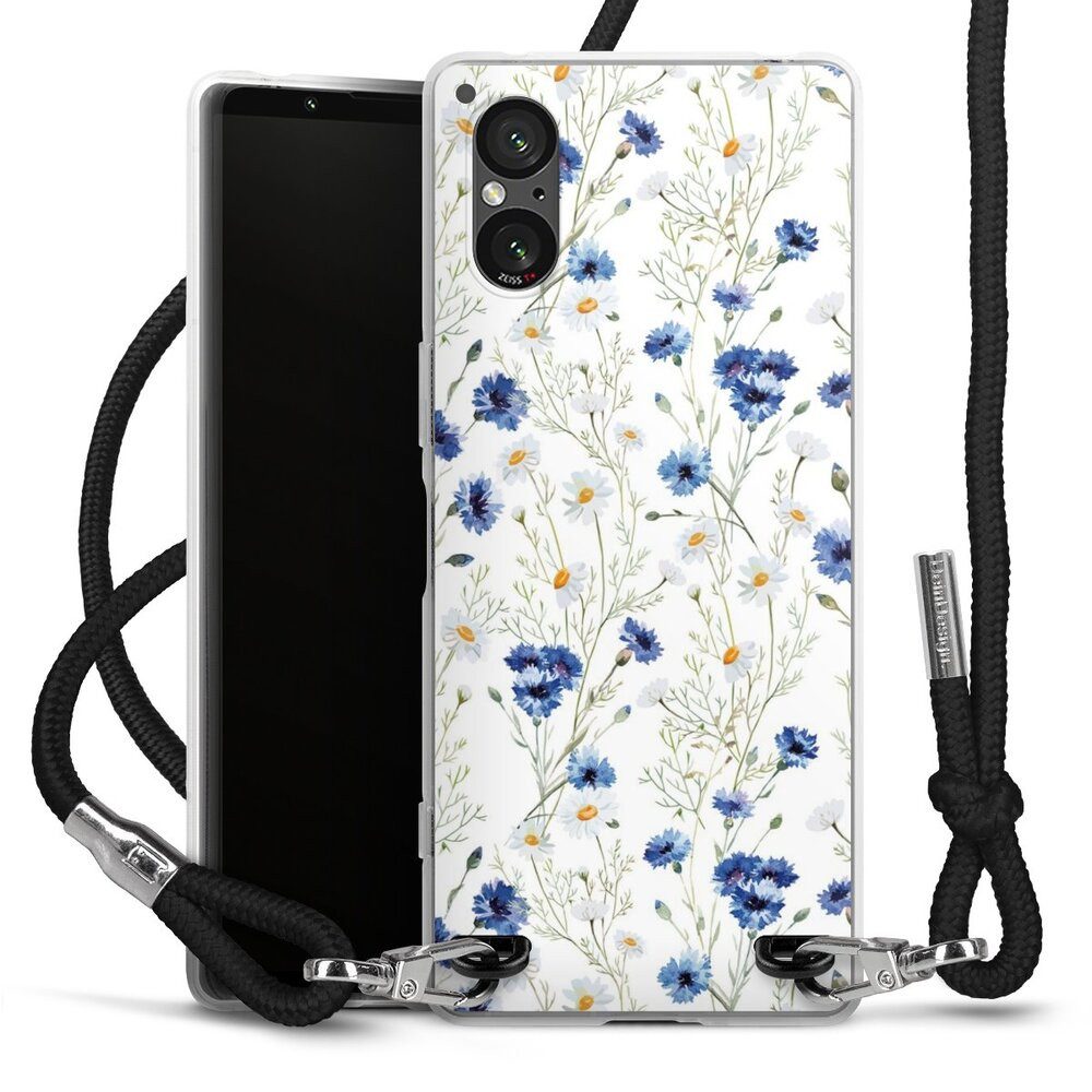 DeinDesign Handyhülle Muster Blume Blumen Flower Pattern 6, Sony Xperia 5 V Handykette Hülle mit Band Case zum Umhängen