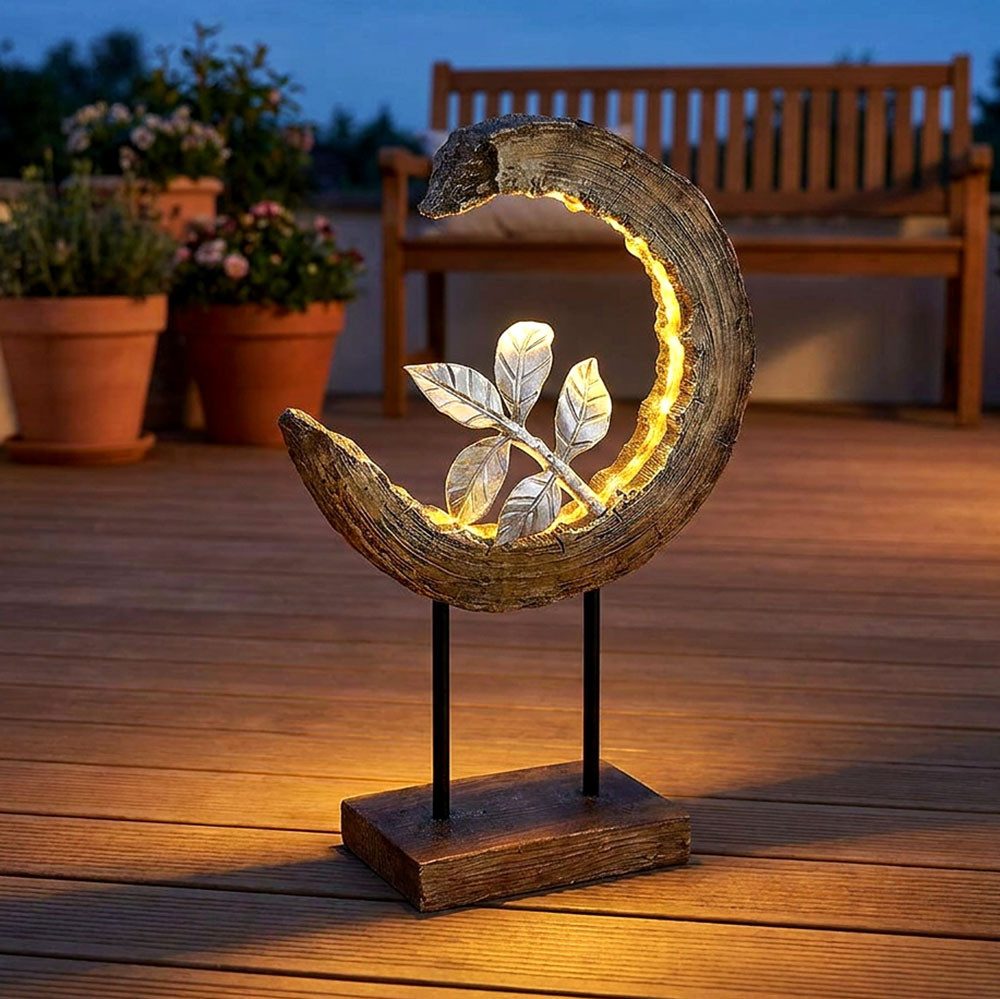 GLOBO LIGHTING LED Solarleuchte, LED-Leuchtmittel fest verbaut, Warmweiß, Solarleuchte Garten Holzoptik Gartendeko Solar Solarlampe