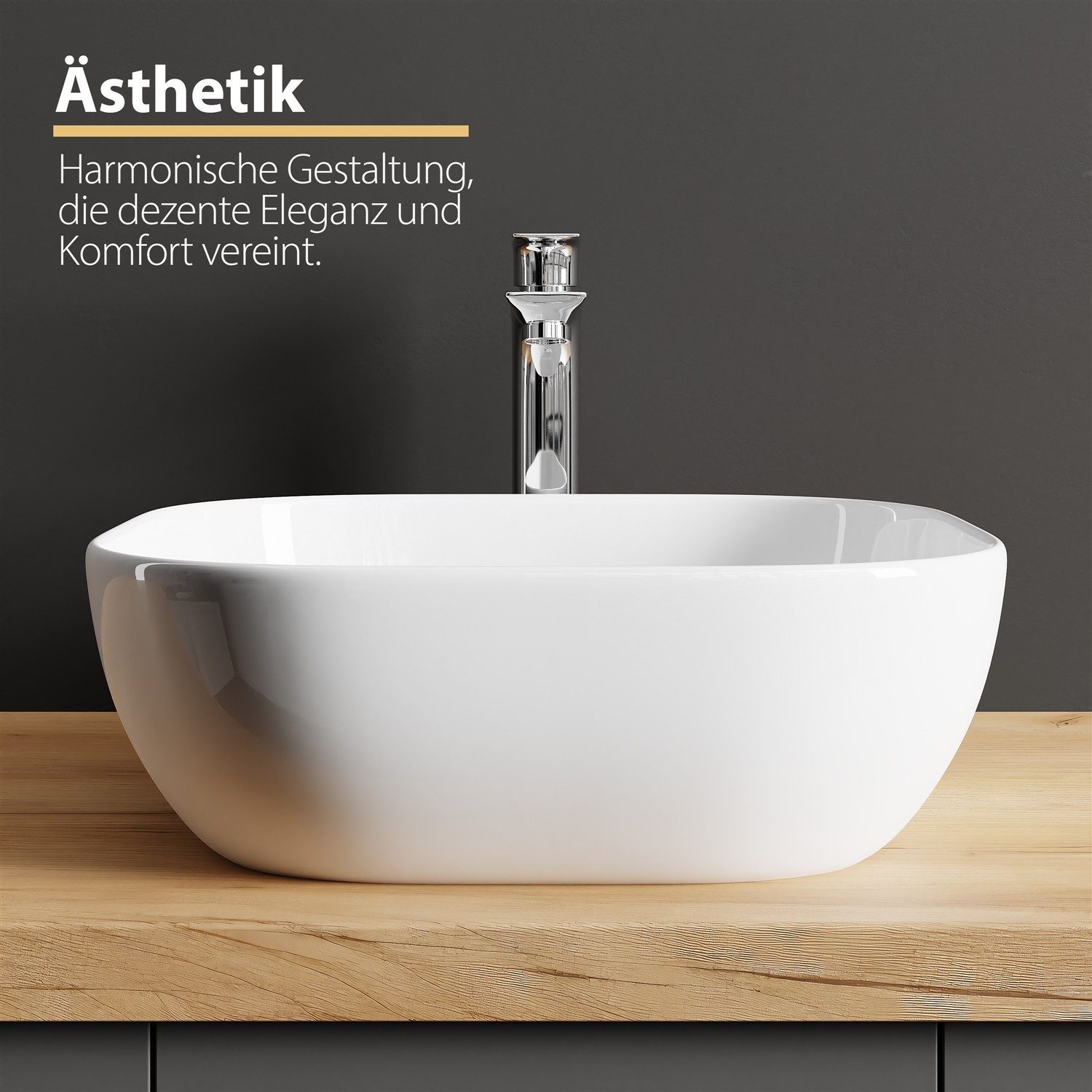 Planetmöbel Badarmatur Einhebelmischer Armatur für Waschbecken Waschtisch – 17 cm Höhe (Einhebelmischer für Warm- und Kalt, Bad-Mischbatterie mit Keramik-Kartusche) 17 cm hoch