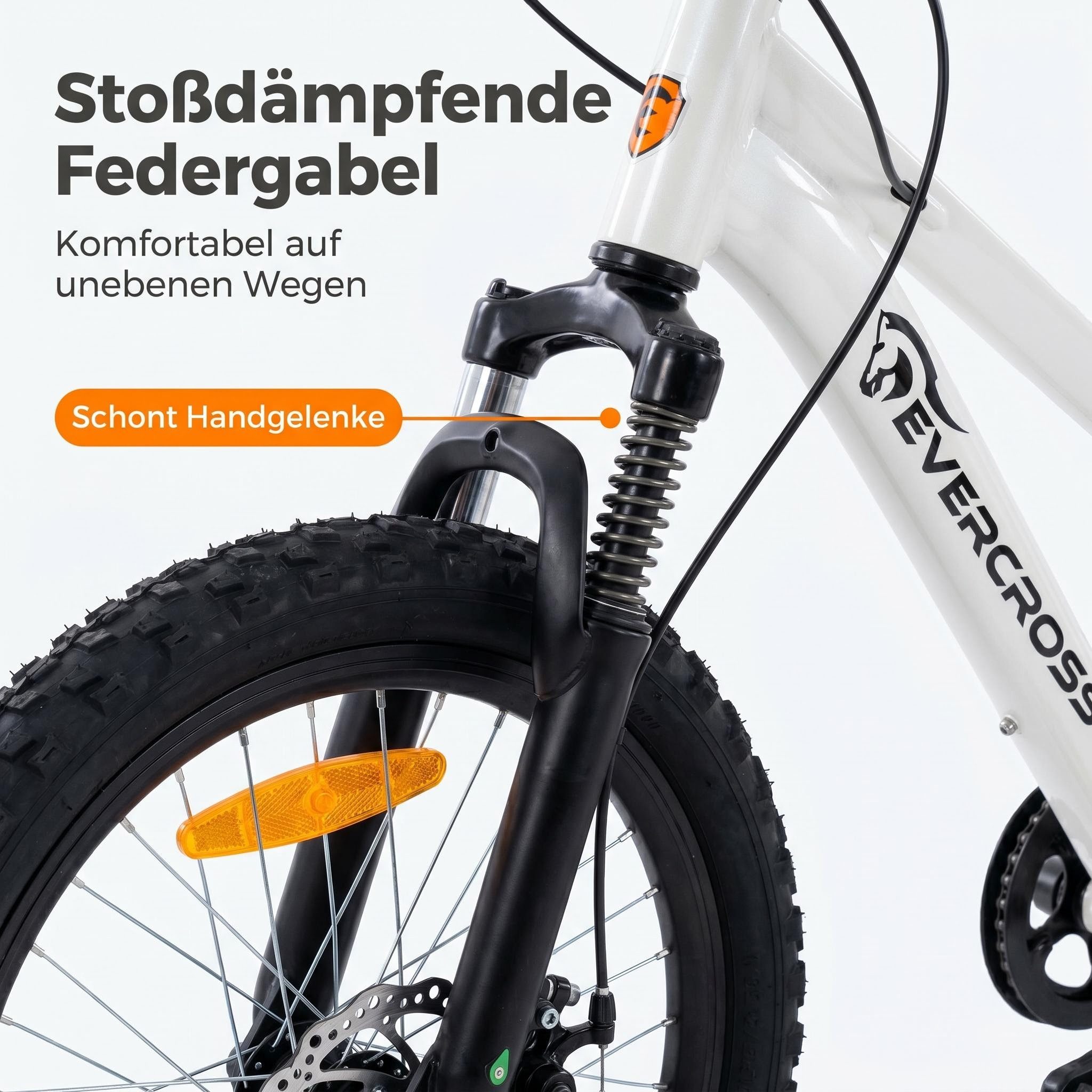 EVERCROSS TECH Kinderfahrrad EM5 20 Zoll MTB Kid, Shimano 7 Gang,Aluminiumrahmen, 7 Gang, Federgabel, Geländetauglich für Kinder ab 6 Jahren