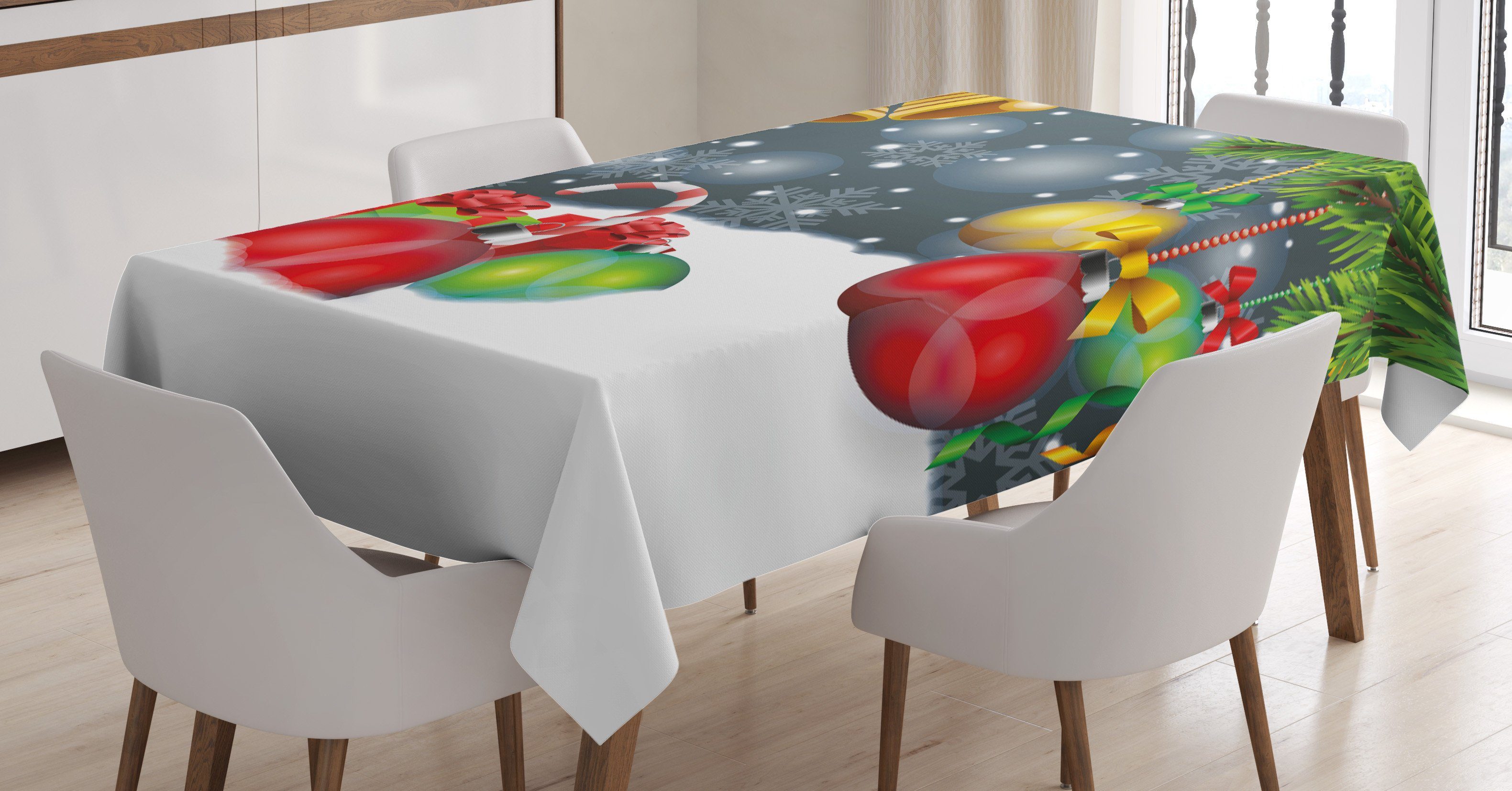 Farben, Vivid Außen Bell Für Weihnachten Abakuhaus den Tischdecke geeignet Bereich Waschbar Balls Farbfest Klare and Noel