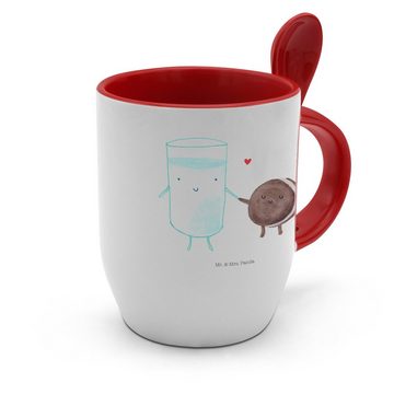 Mr. & Mrs. Panda Tasse Milch Keks - Weiß - Geschenk, lustige Sprüche, Tasse, Kaffeebecher, T, Keramik, Charmanter Keramik-Löffel