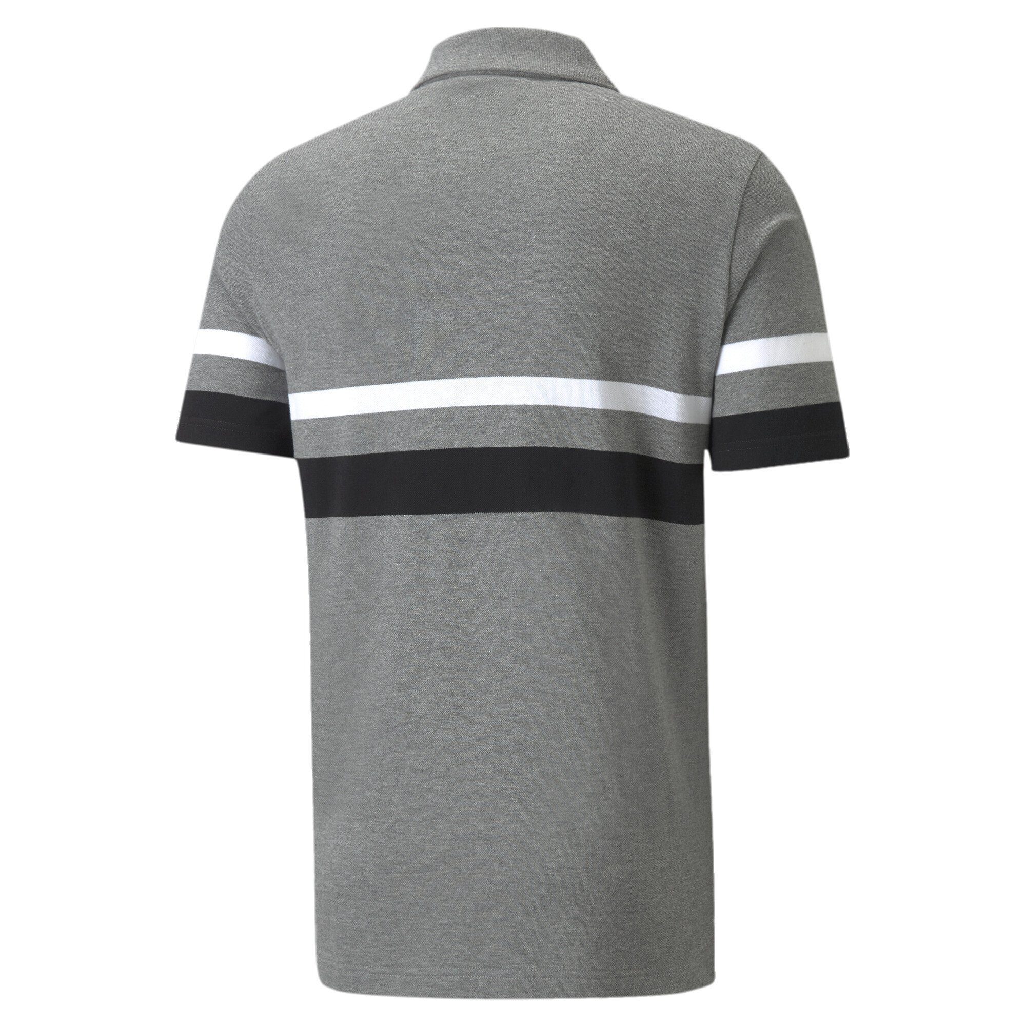 Medium Essentials PUMA Heather Gray poloshirt Stripe Herren Poloshirt