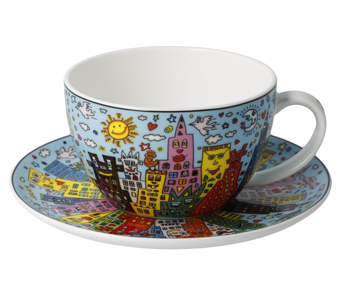 Goebel Tasse James Rizzi, Porzellan, Spülmaschinengeeignet, Mehrfarbig, My New York City Day, H: 6.5cm