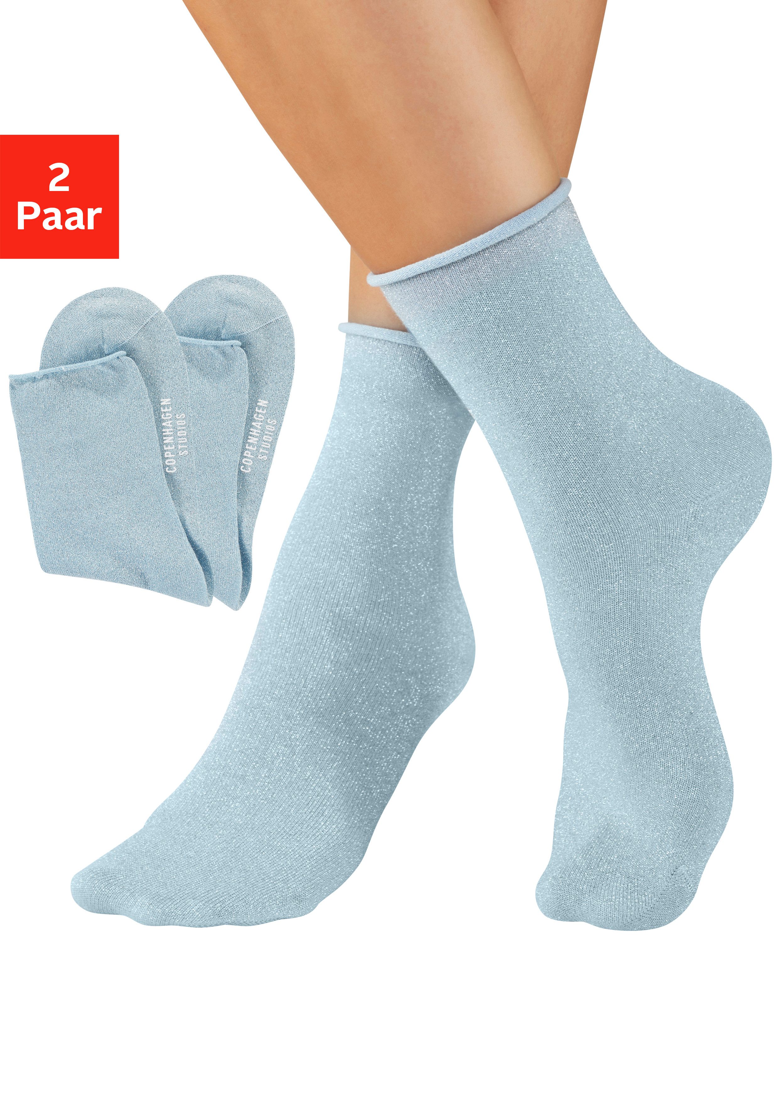 Copenhagen Studios Socken (Packung, 2-Paar) mit glitzernden Metallfäden