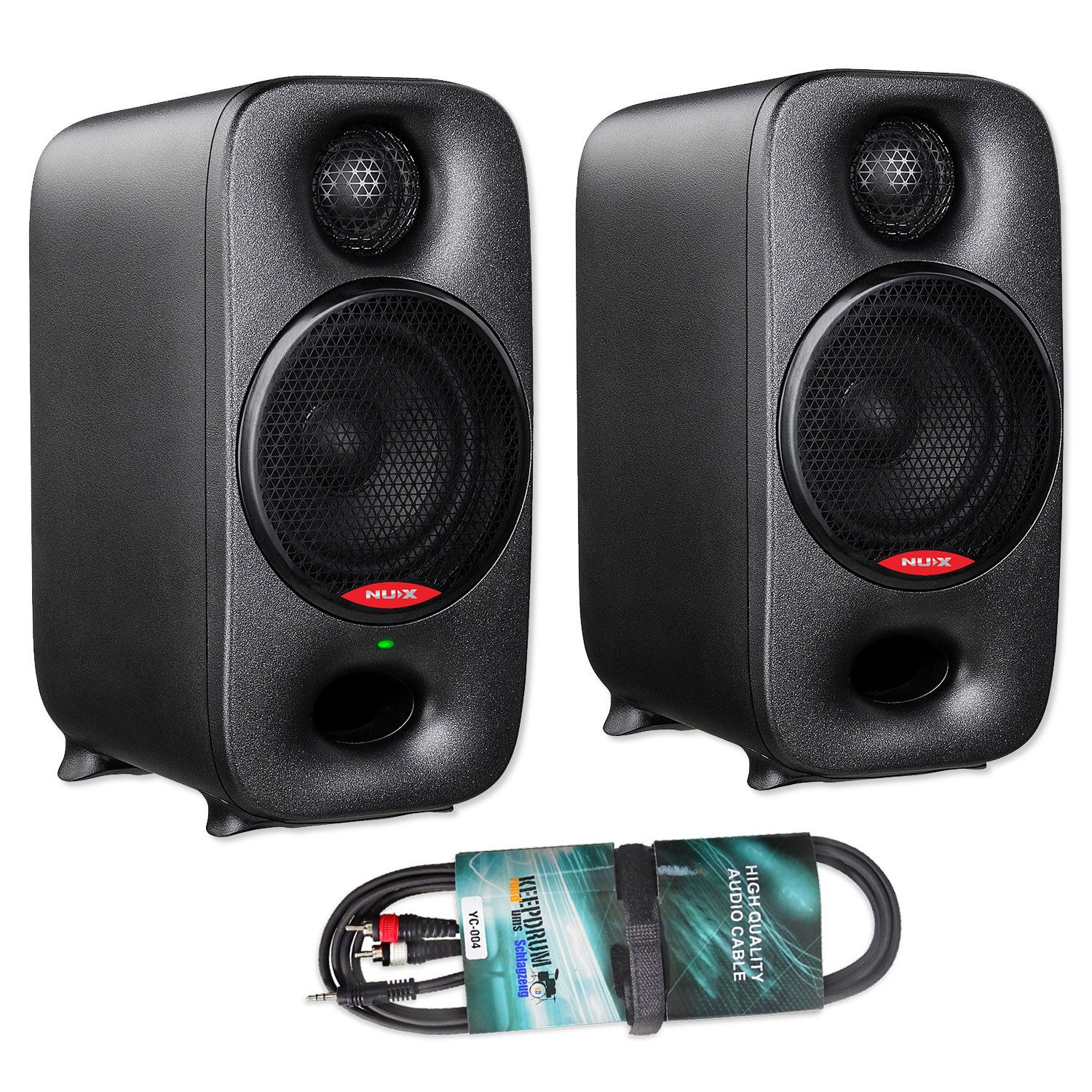 Nux Nux Studio-Monitore Axon 3 Lautsprecher Schwarz mit Kabel Lautsprecher (Bluetooth, 90 W, Vorteils-Set mit Kabel)