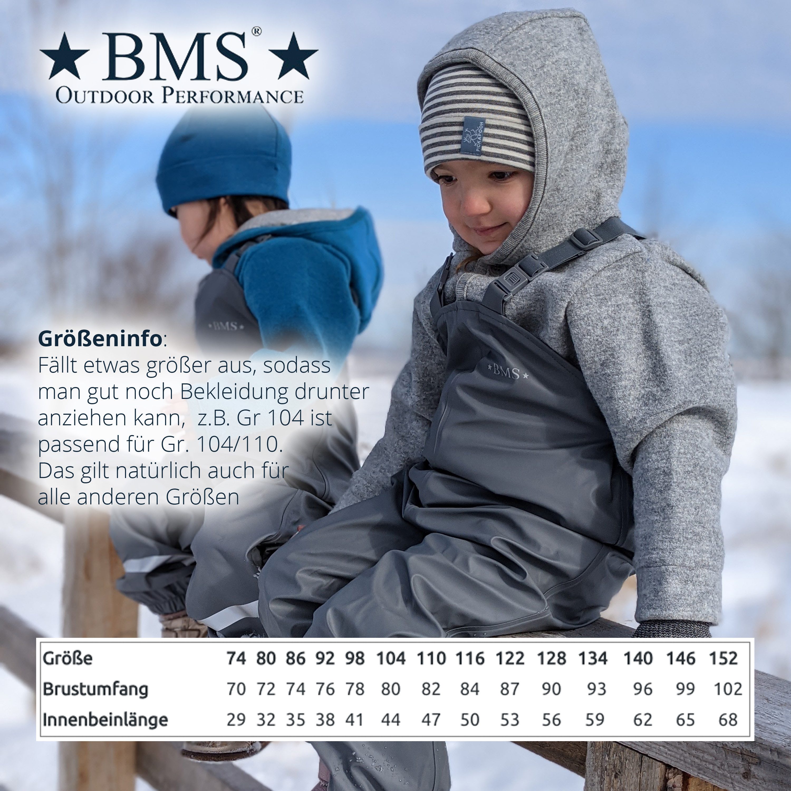BMS Schneehose BMS Schneehose mit Latz 100% wasserdicht und atmungsaktiv