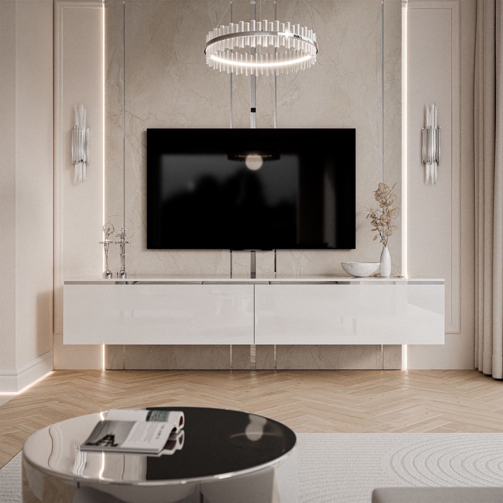 Lookway TV-Schrank AURORA SILVER 180 cm Hängeschrank für den Fernseher Brei günstig online kaufen