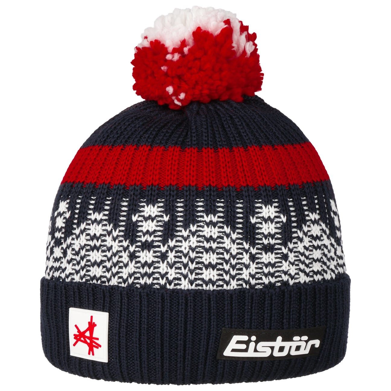 Eisbär Bommelmütze (1-St) Strickmütze mit Umschlag, Made in the EU