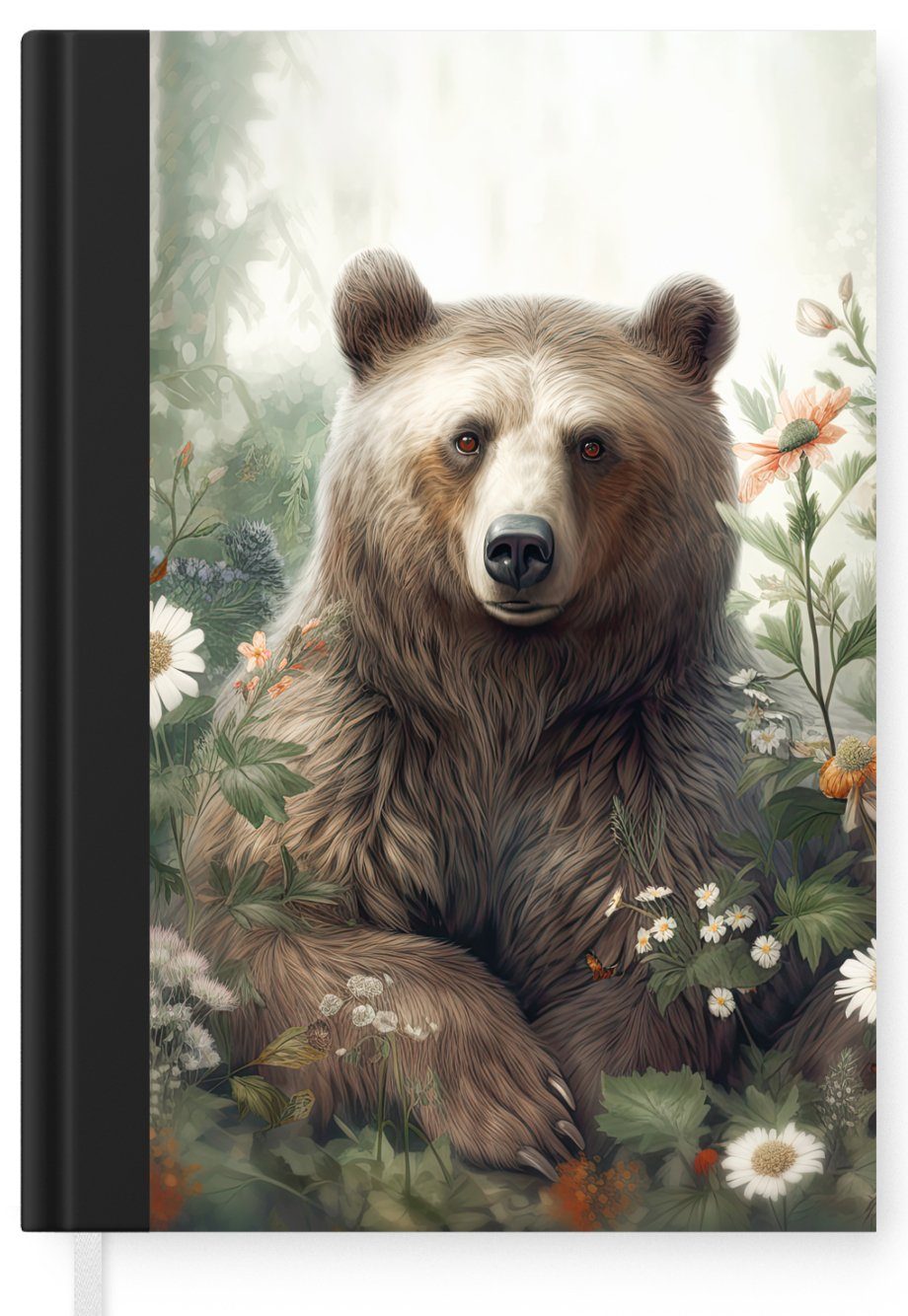 MuchoWow Merkzettel, A5, Notizheft, Tagebuch, 98 Wildtiere Blumen Journal, Haushaltsbuch Seiten, Pflanzen, - Notizbuch - Braunbär -