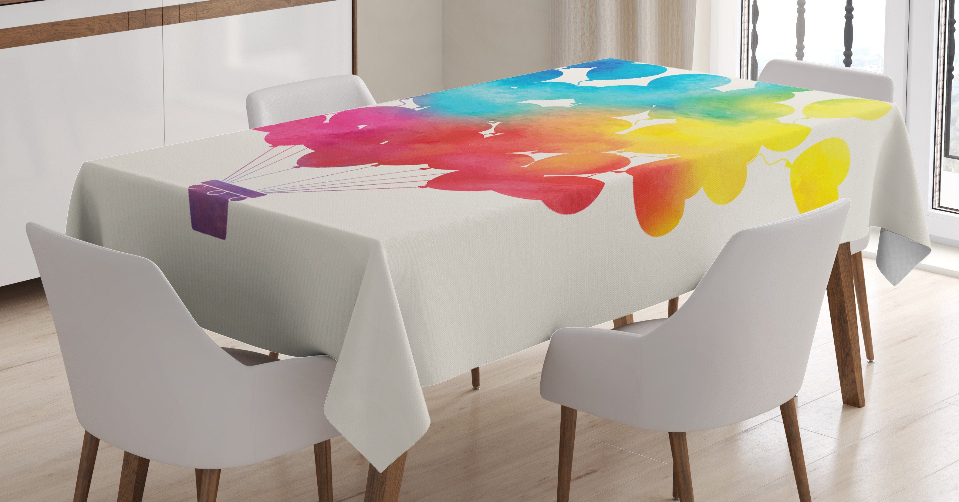 Abakuhaus Tischdecke Farbfest Waschbar Für den Außen Bereich geeignet Klare Farben, Aquarell Luftballon Herz