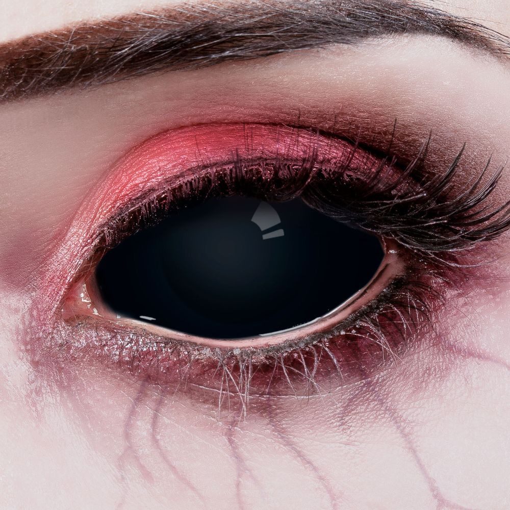 aricona Farblinsen 22mm Sclera Kontaktlinsen Farbige Halloween Black Crazy Kostüm Zombie, ohne Stärke, 2 Stück