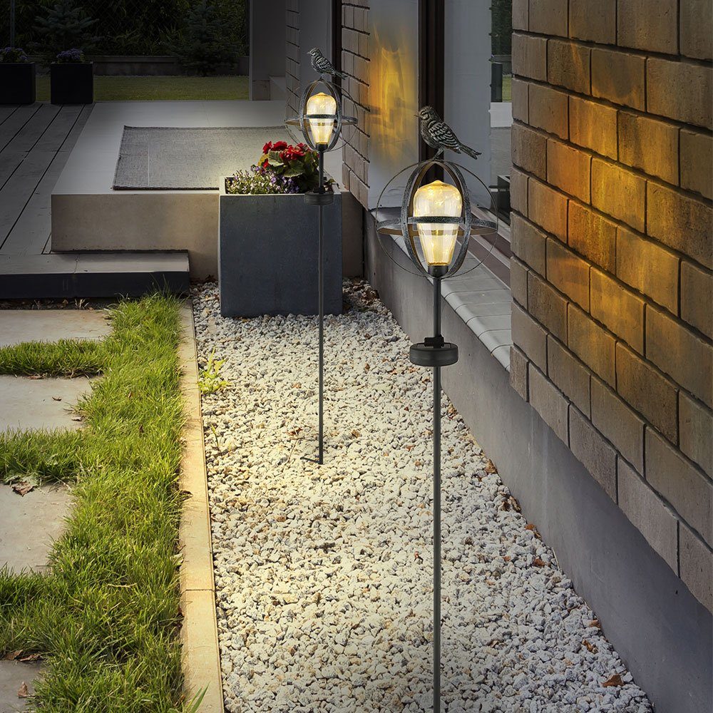 etc-shop LED Solarleuchte, LED Solar Warmweiß, Solarlampen Tiere LED-Leuchtmittel für verbaut, fest Außen Vogel Gartenstecker