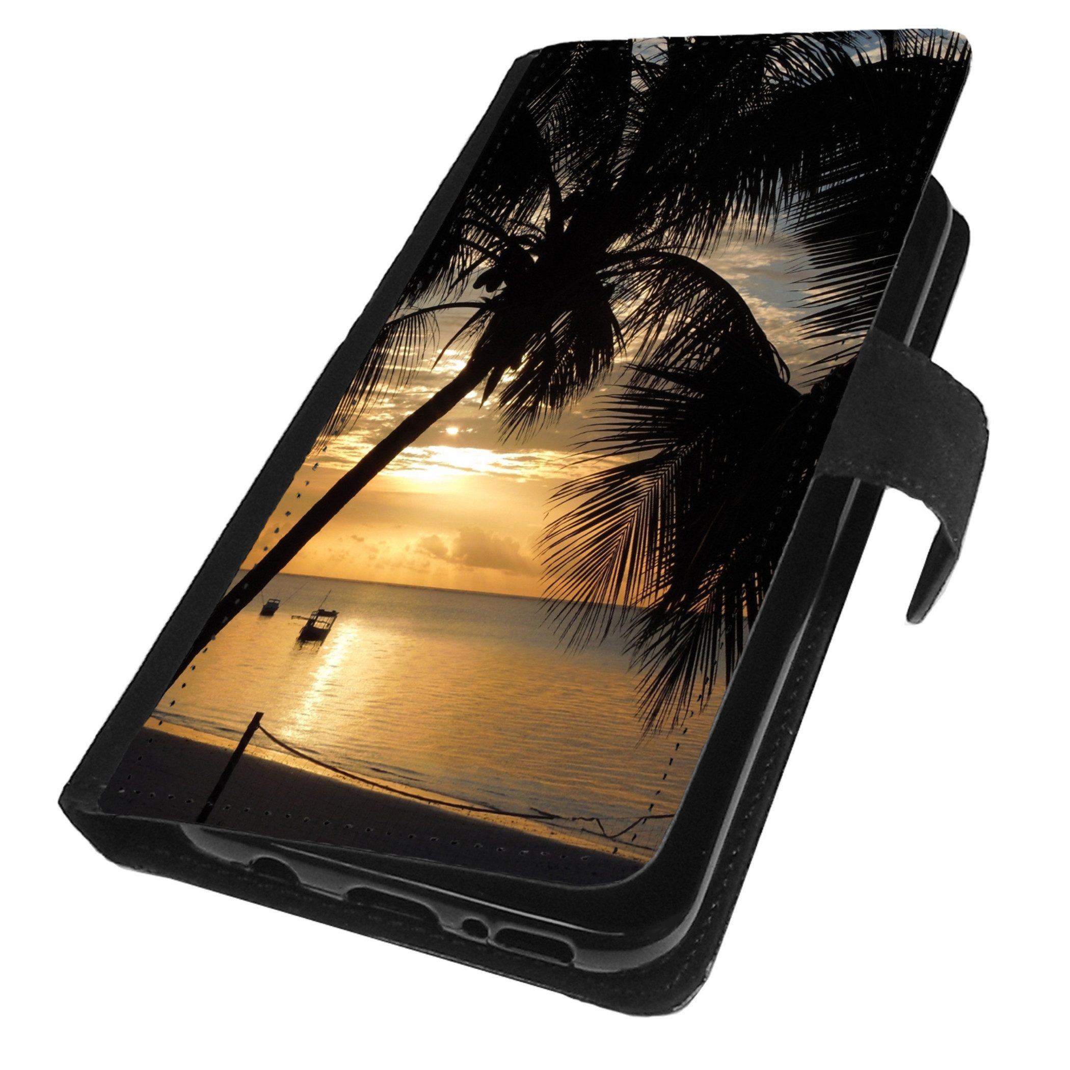 Traumhuelle Handyhülle MOTIV 262 Palme Meer Himmel Schutz Hülle für Samsung Galaxy 5G, Schwarz Handytasche Klapphülle Flip Case Book Etui Cover Silikon