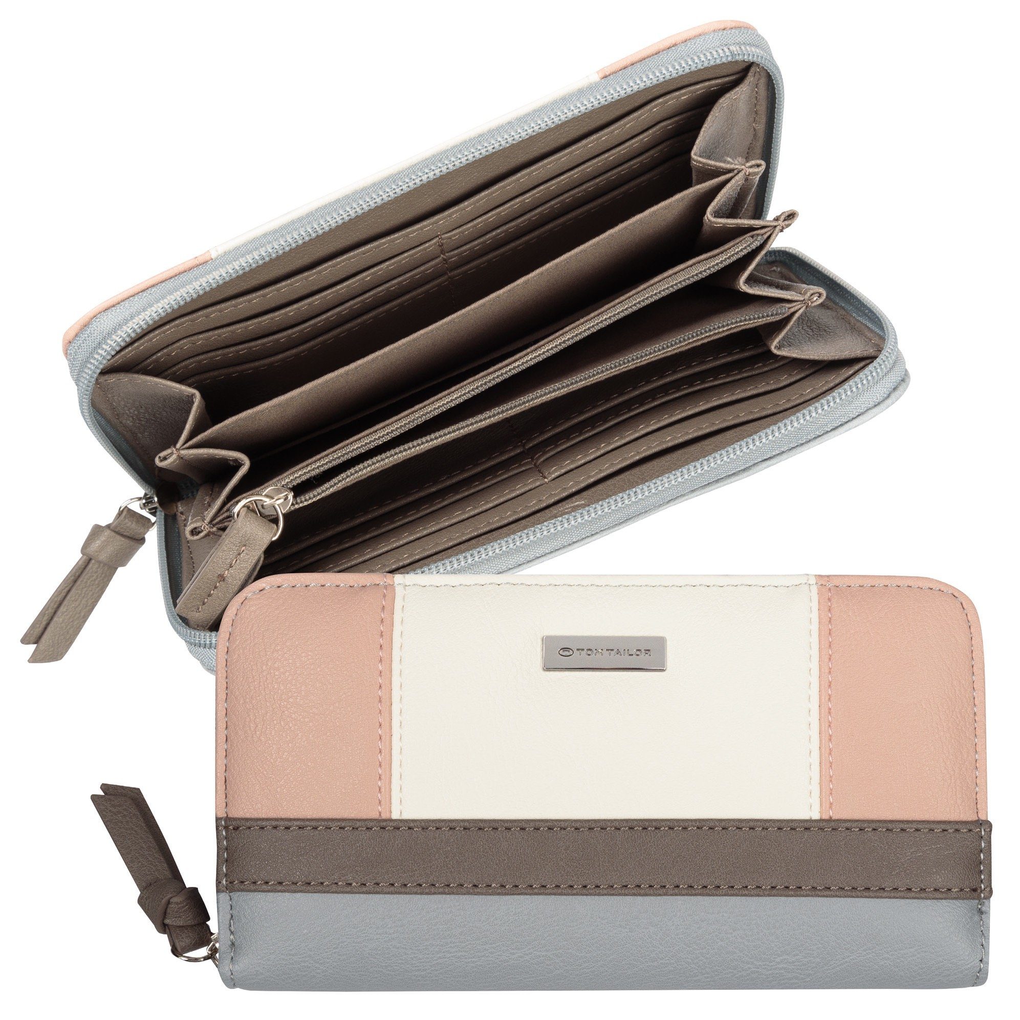 TOM TAILOR Geldbörse Juna, aus soft genarbtem ledrigen Material mit glänzenden Metall-Accessoires