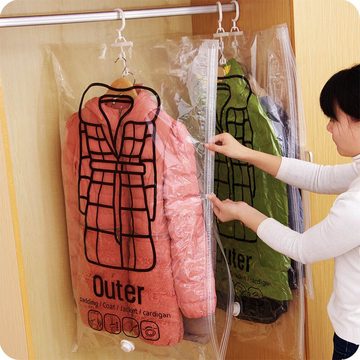 FUROKOY Kleiderschutzhülle Staubbeutel für Vakuum Kompressionskleidung, mit Kleiderhaken Seitlich ziehender, Kleiderschutzhülle Aufbewahrungstasche