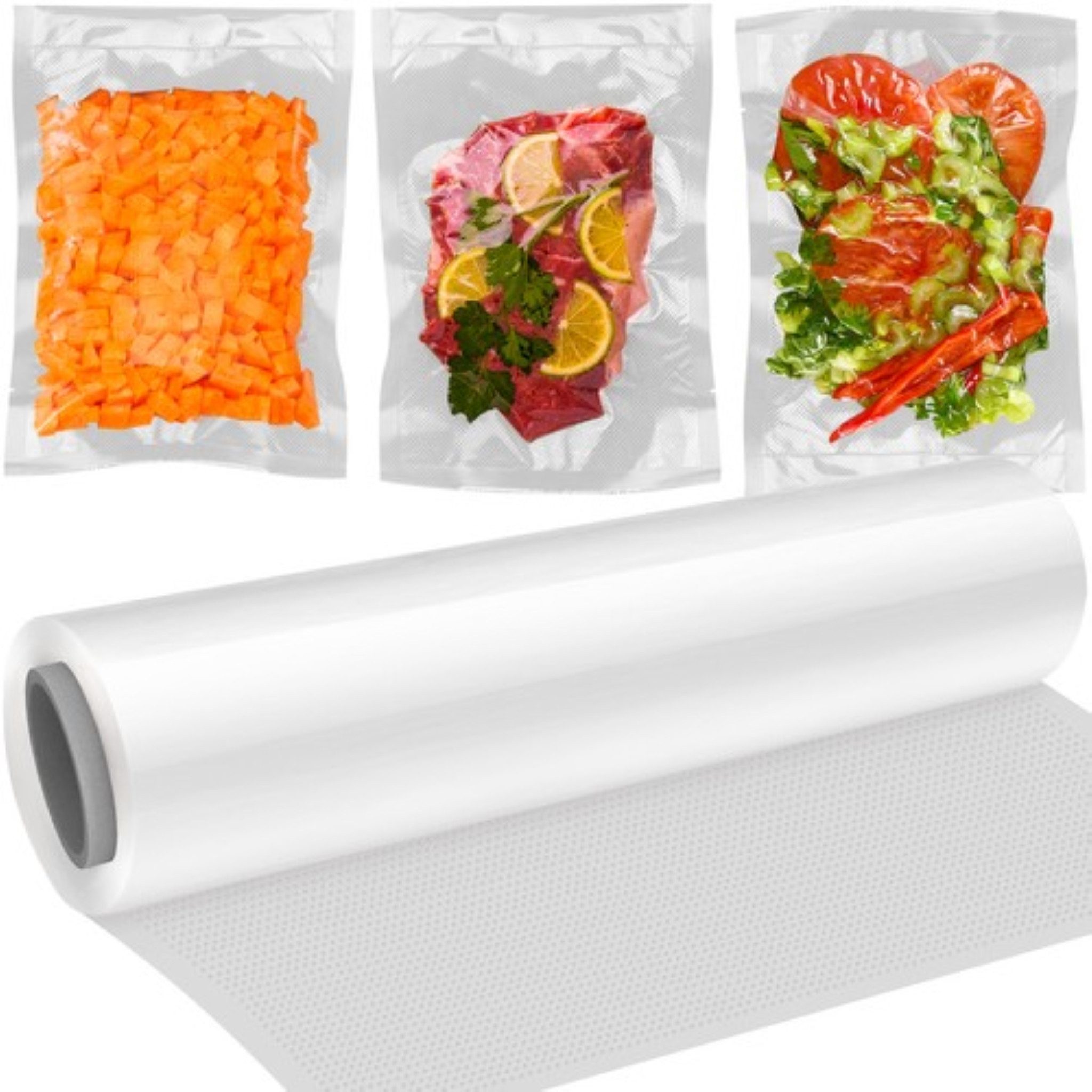 Ruhhy Vakuumier-Folienrollen Dichtungsfolie 28x600cm Gerändelte Siegelfolie für Frische Haltbarkeit, Zubehör für Kompatibel mit Vakuumiergeräten folgender Marken: Caso, FoodSaver, Rommelsbacher, Lava, Klarstein, Solis, Praktische Prägestruktur für dichte