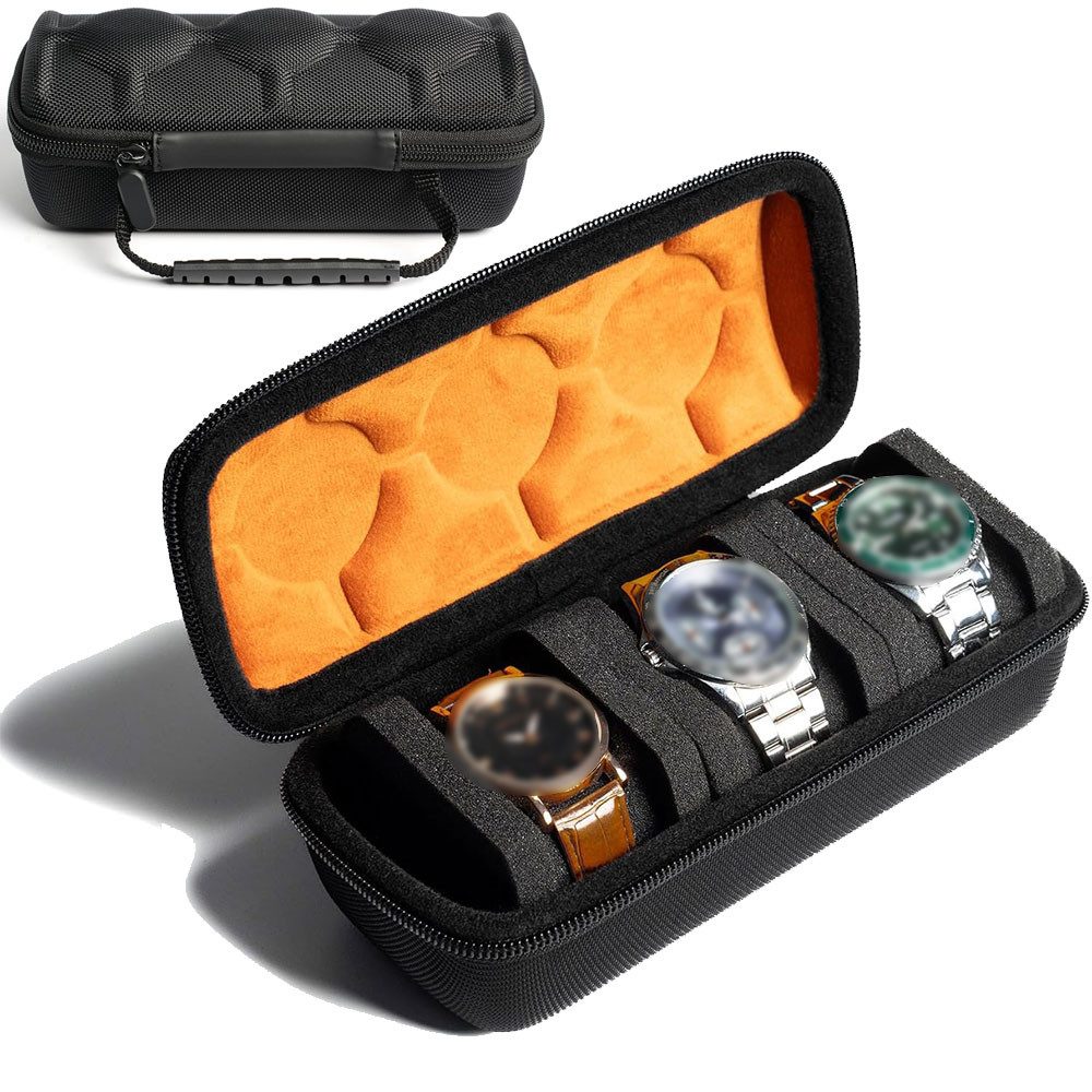 MOPUEA Uhrenbox Reise-Uhrenetui für 3 Uhren Uhrenrollen-Etui Stoßfeste Uhrenbox (1 St)
