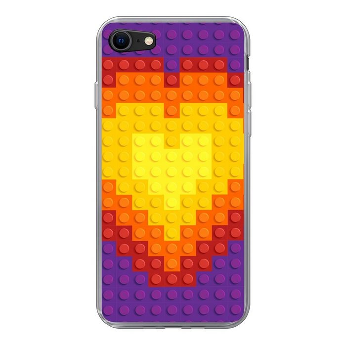 MuchoWow Handyhülle Lego - Muster - Herz Handyhülle Apple iPhone SE (2020) Smartphone-Bumper Print Handy
