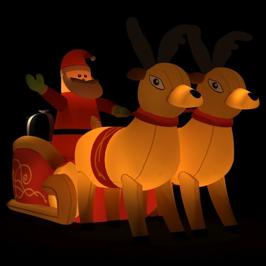 vidaXL Dekolicht 130 cm Aufblasbarer Weihnachtsmann mit Rentier LED 130 cm