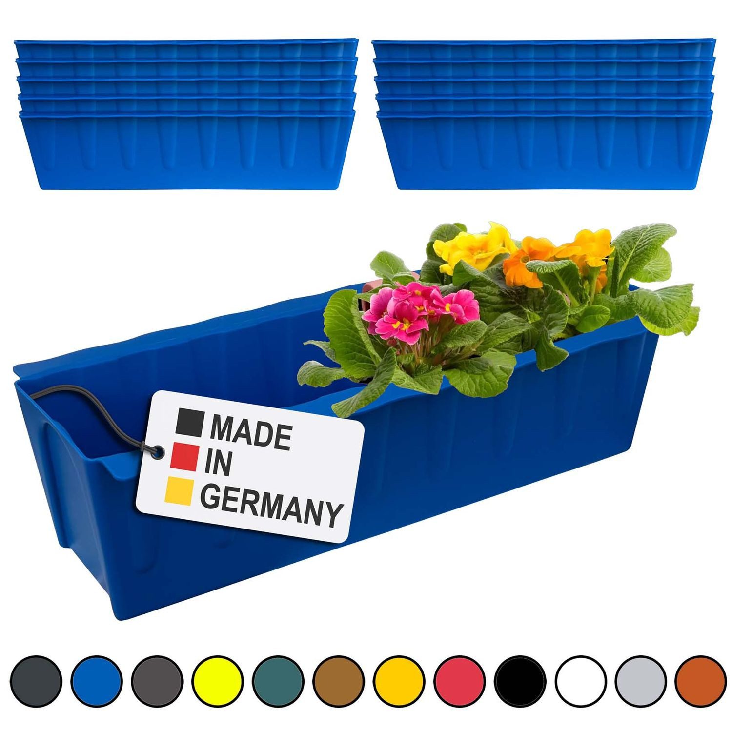 BURI Blumenkasten Blumenkasten Europaletten 10er-Set Blau Pflanzkasten Balkonkasten