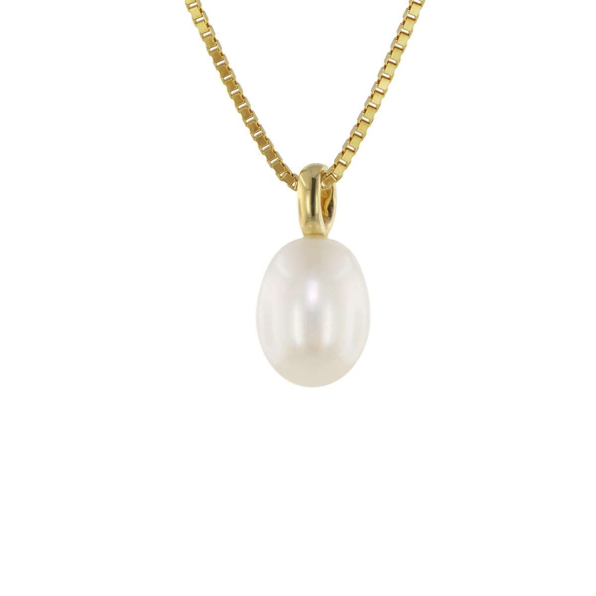 trendor Kette mit Anhänger 39058, Perlen Gold 333/8kt mit vergoldeter Silberkette