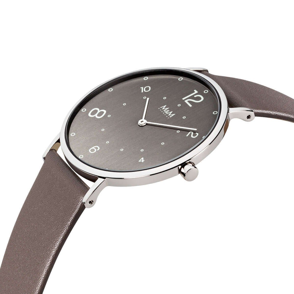 Damen Uhren M&M Quarzuhr Armbanduhr Damen Leder Basic Line 40, (1-tlg), Analoguhr rund mit Lederarmband, Designer Uhr, deutsche 