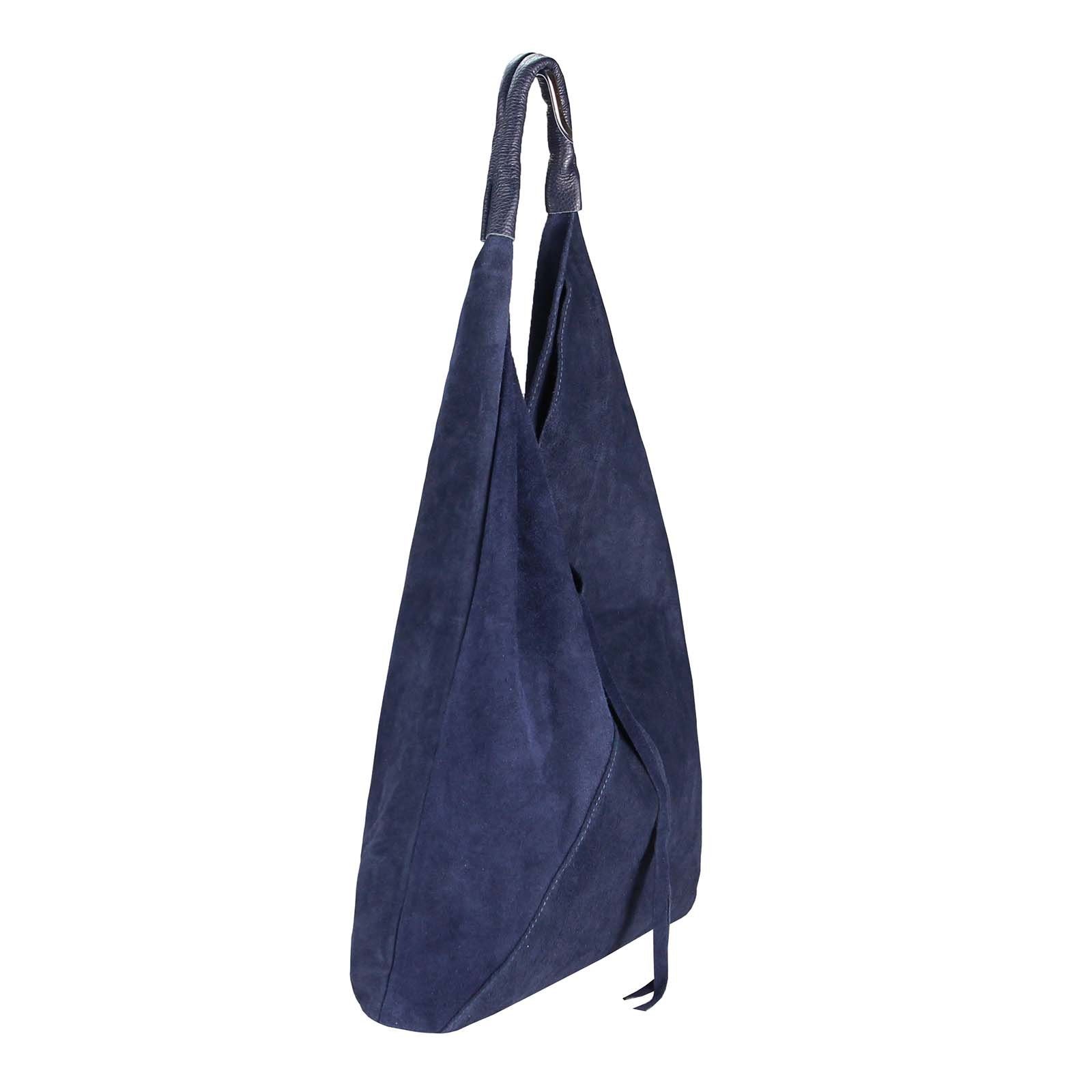 ITALYSHOP24 Schultertasche Made in Italy Damen XXL Leder Wildleder Tasche Shopper Umhängetasche, LEICHT SICHER & SMART unterm Arm tragbar MODERN & EDEL, CITY HOBO BAG
