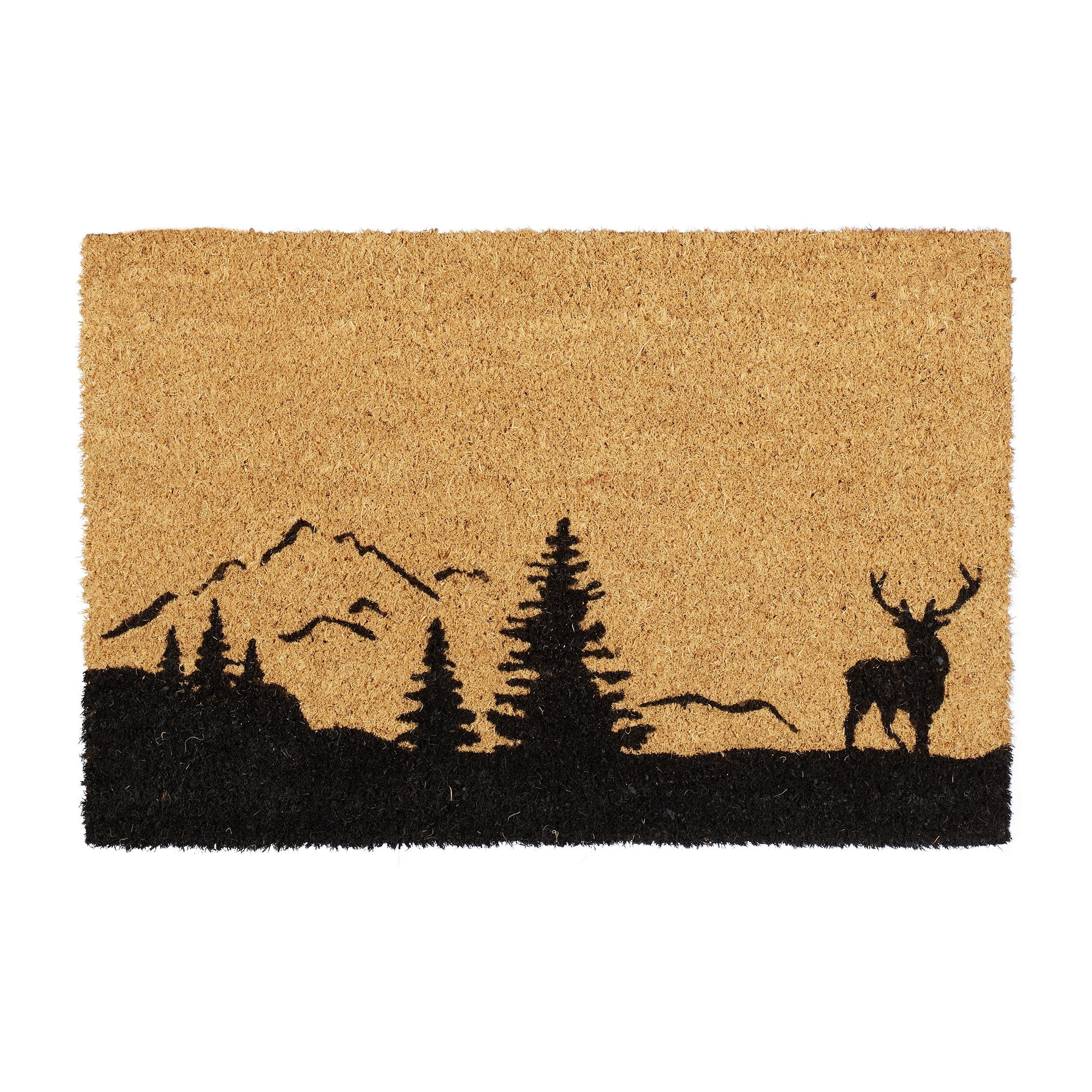 relaxdays Fußmatte Kokos Hirsch & Bäume, günstig online kaufen