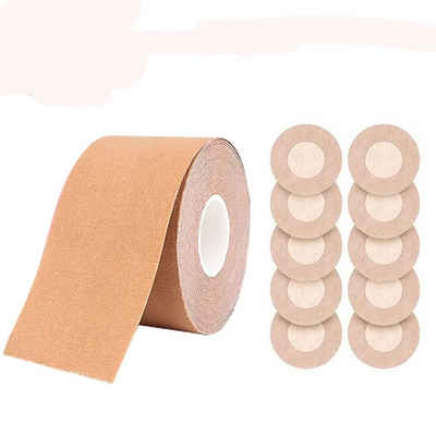 GelldG Klebe-BH Bra Klebe BH Push Up Große Brust Boob Tape BH Rückenfrei Trägerloser (Set, 11-tlg., 1 rolle Klebeband, 10 x Nippel-Aufkleber) ohne Bügel