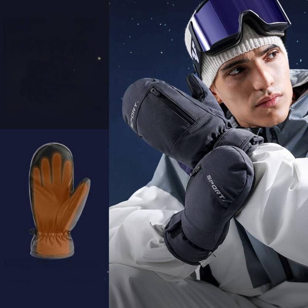 Blusmart Skihandschuhe Wasserdichte Skifäustlinge mit Innenhandschuhen (Reißverschlusstasche, Warm und bequem) Für Skiausflug, Winterhandschuhe zum Skifahren