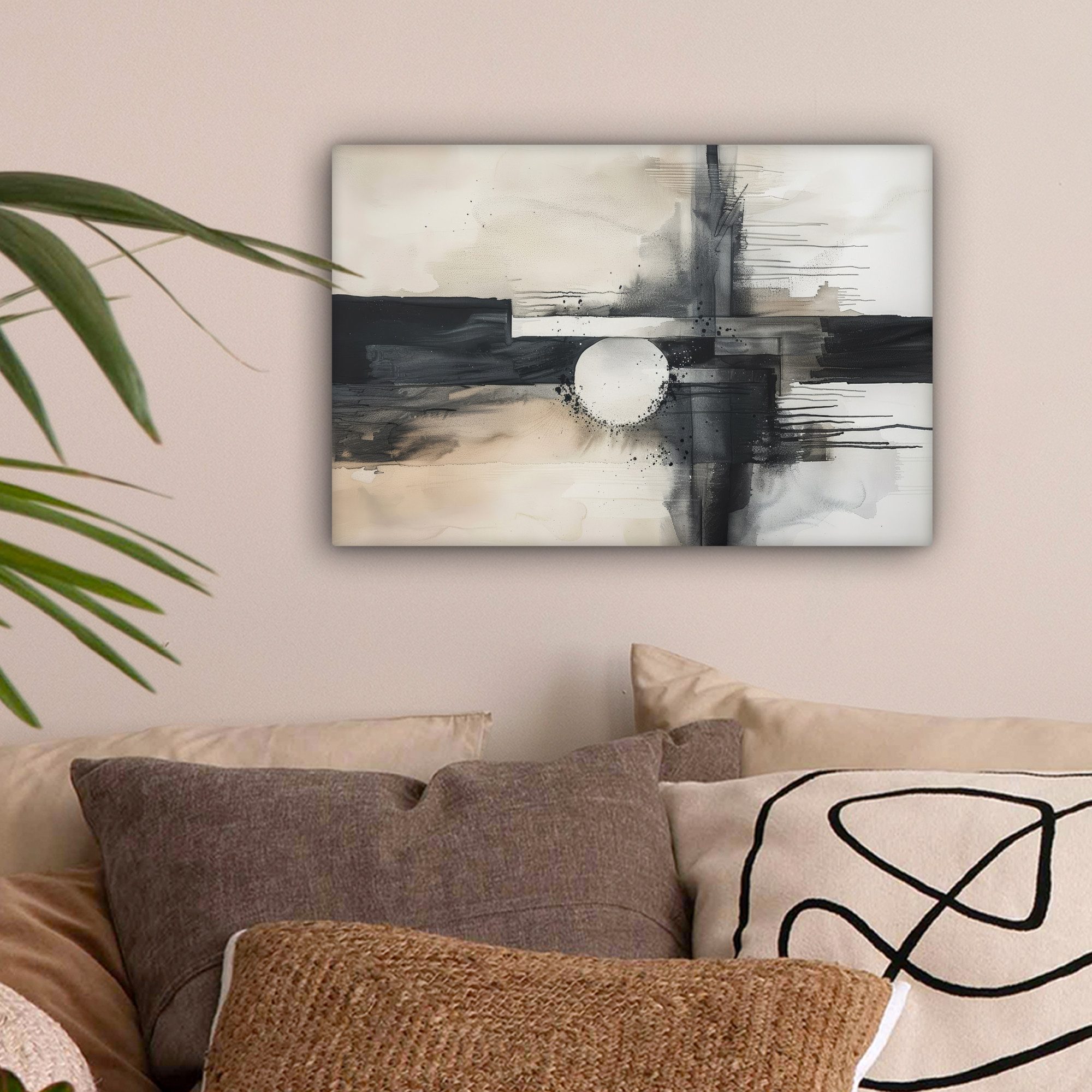 OneMillionCanvasses® Leinwandbild Abstrakt - Schwarz und Weiß - Farbe - Mod günstig online kaufen