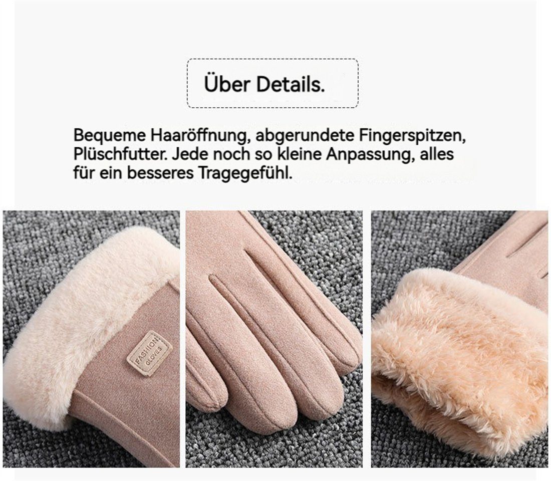 Damen-Winterhandschuhe, Touchscreen-Reithandschuhe warme Gepolsterte Fleecehandschuhe DÖRÖY khaki