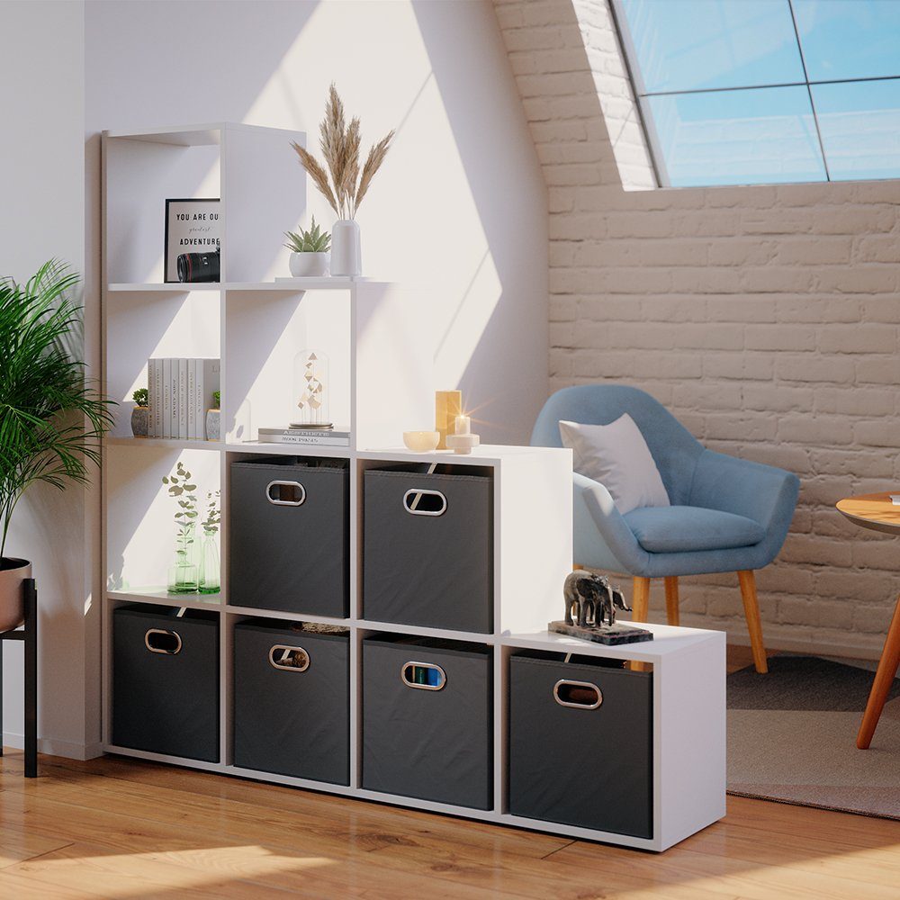 Vicco Raumteiler, Weiß, 142.4 x 143 cm mit 6 Faltboxen