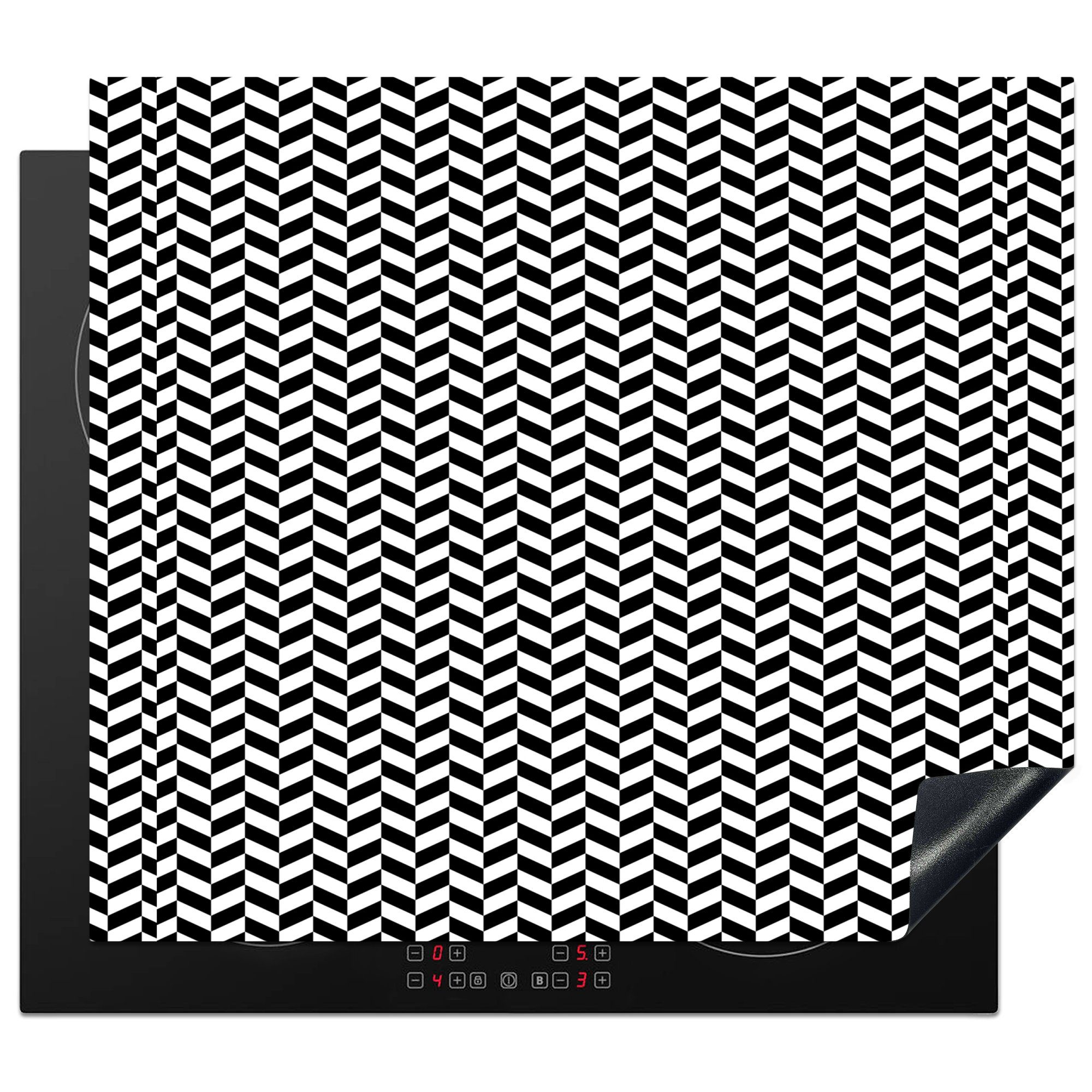 MuchoWow Herdblende-/Abdeckplatte Abstrakt - Muster - Gestaltung - Linie, Vinyl, (1 tlg), 59x51 cm, Induktionsschutz, Induktionskochfeld, Ceranfeldabdeckung