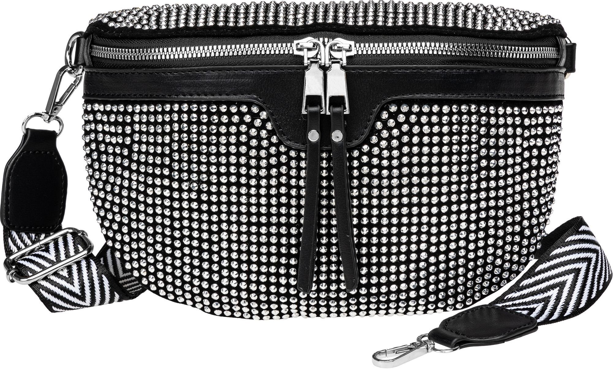 Caspar Gürteltasche TS1075 stylische große XL Damen Crossbody Bauchtasche mit Strasspailletten