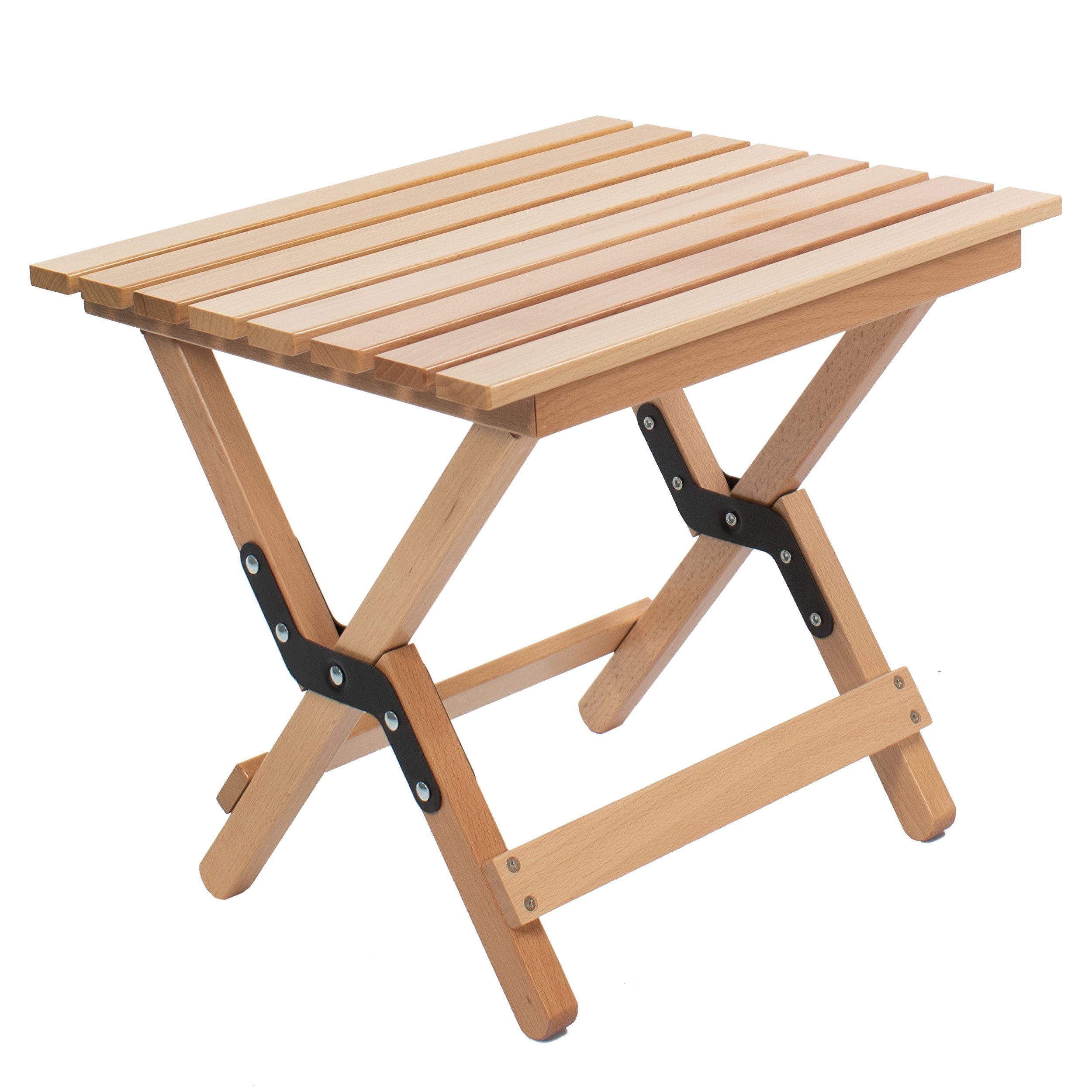 osoltus Campingstuhl osoltus Holz Falthocker 2in1 Camping Hocker / Beistelltisch Van natur – Bild 2 von 5