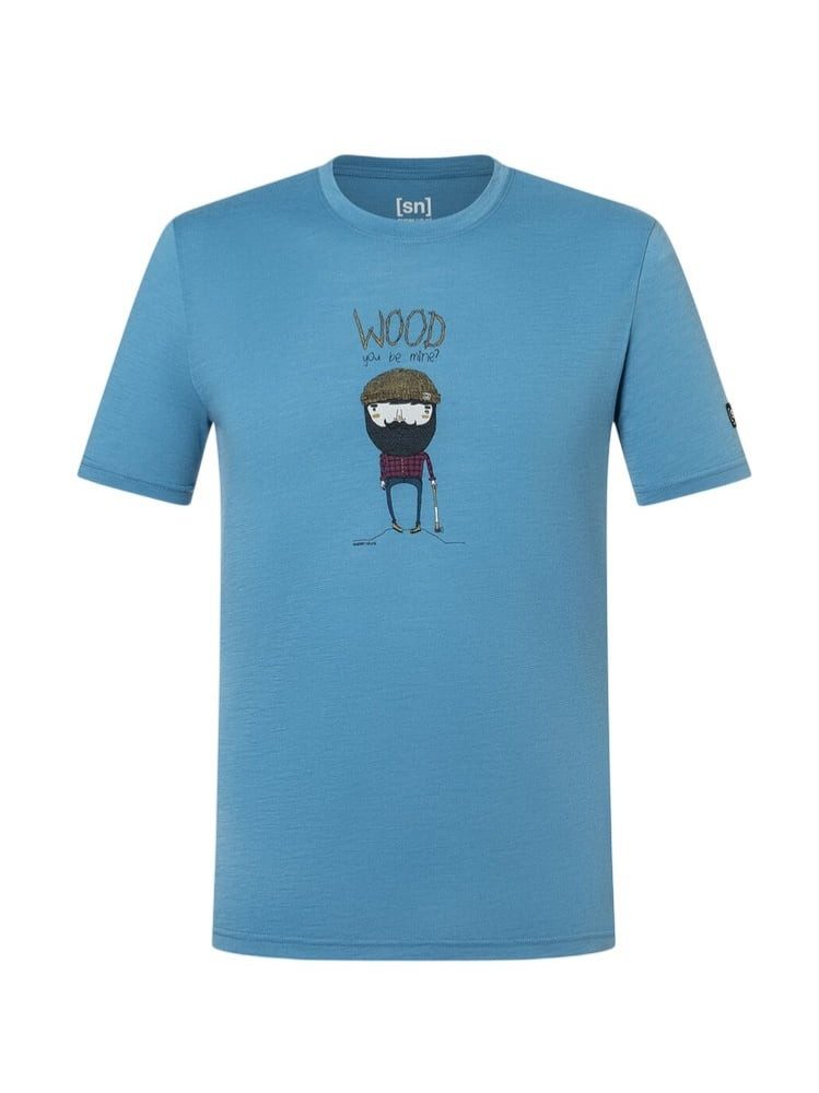 SUPER.NATURAL T-Shirt Wood Crafti Tee (Merino-Mix) blau Herren