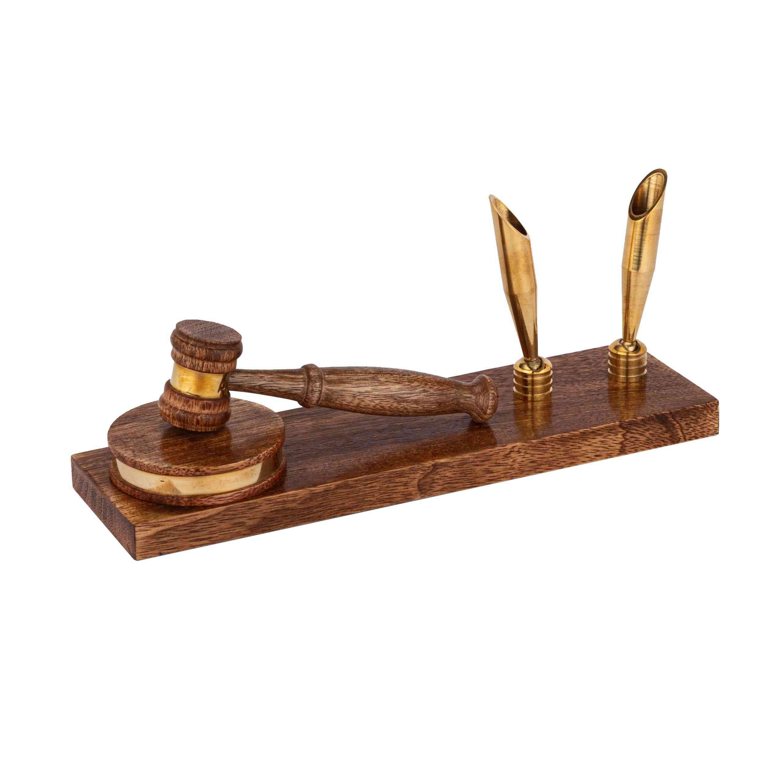 NKlaus Dekofigur Stifthalter und Richterhammer aus Holz/Messing, 22,5x6x7cm günstig online kaufen