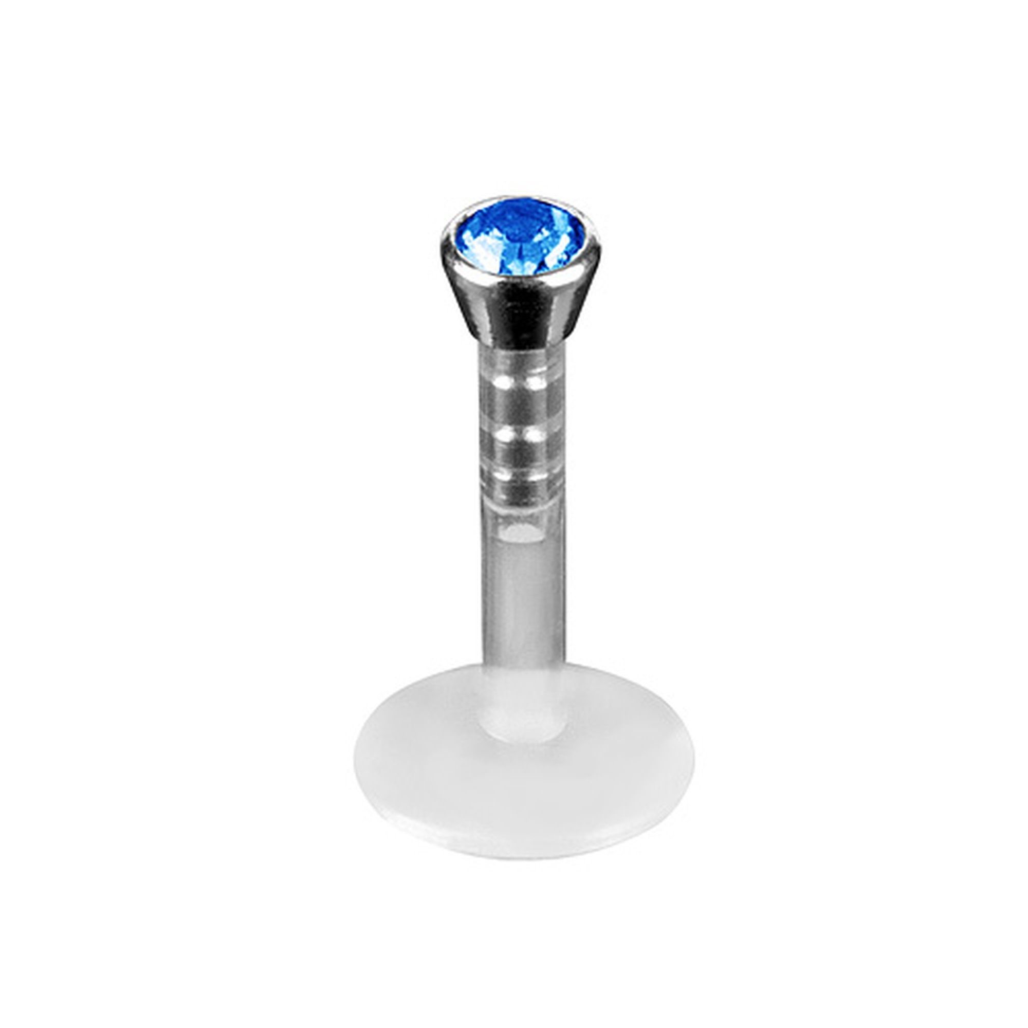 Taffstyle Piercing-Set Piercing Labret Stecker Bioflex mit Kristall, Lippenpiercing Schmuck Piercing Labret Stecker Lippenstecker Bioflex Blau