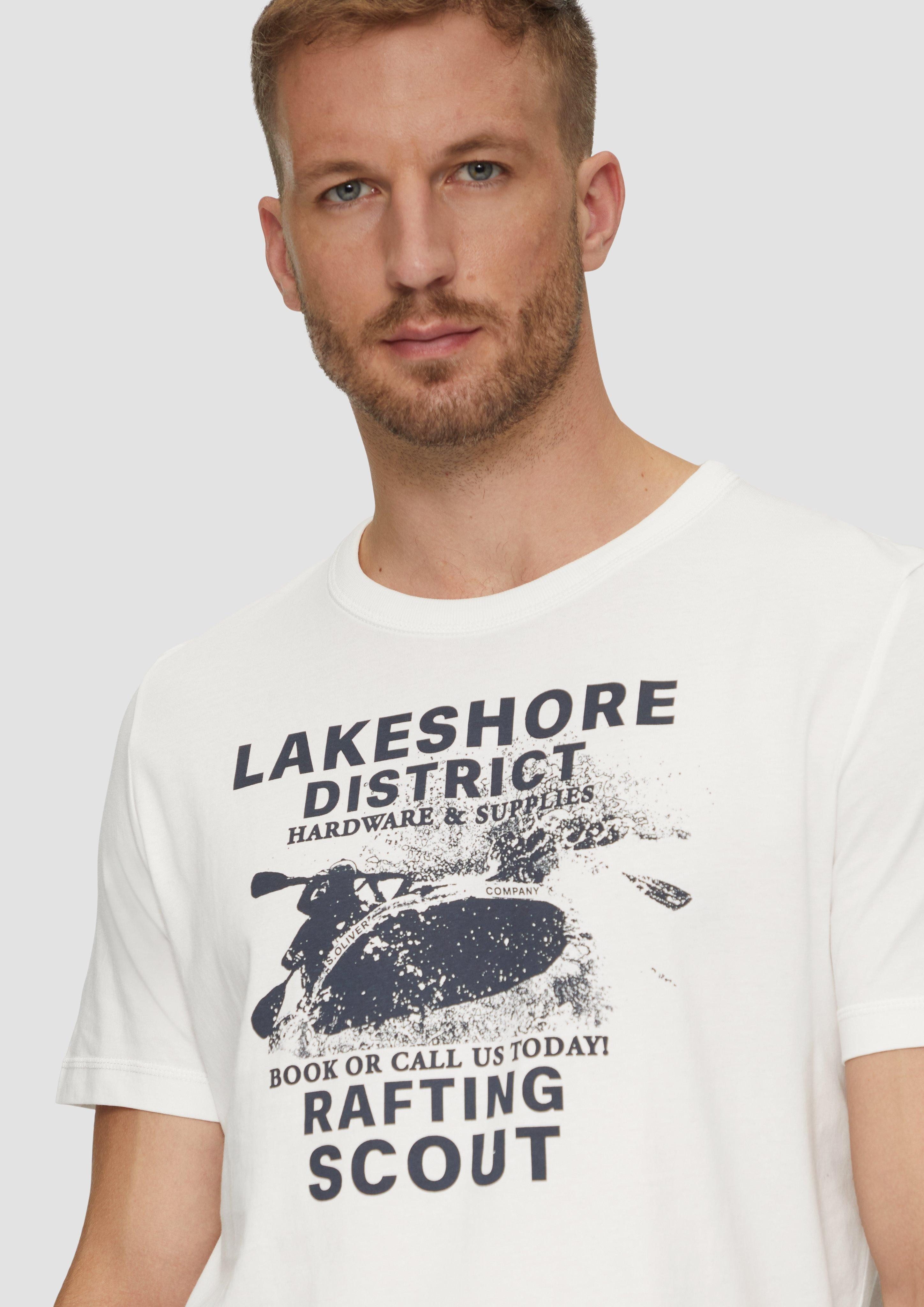 s.Oliver Kurzarmshirt Baumwollshirt mit Frontprint Artwork günstig online kaufen