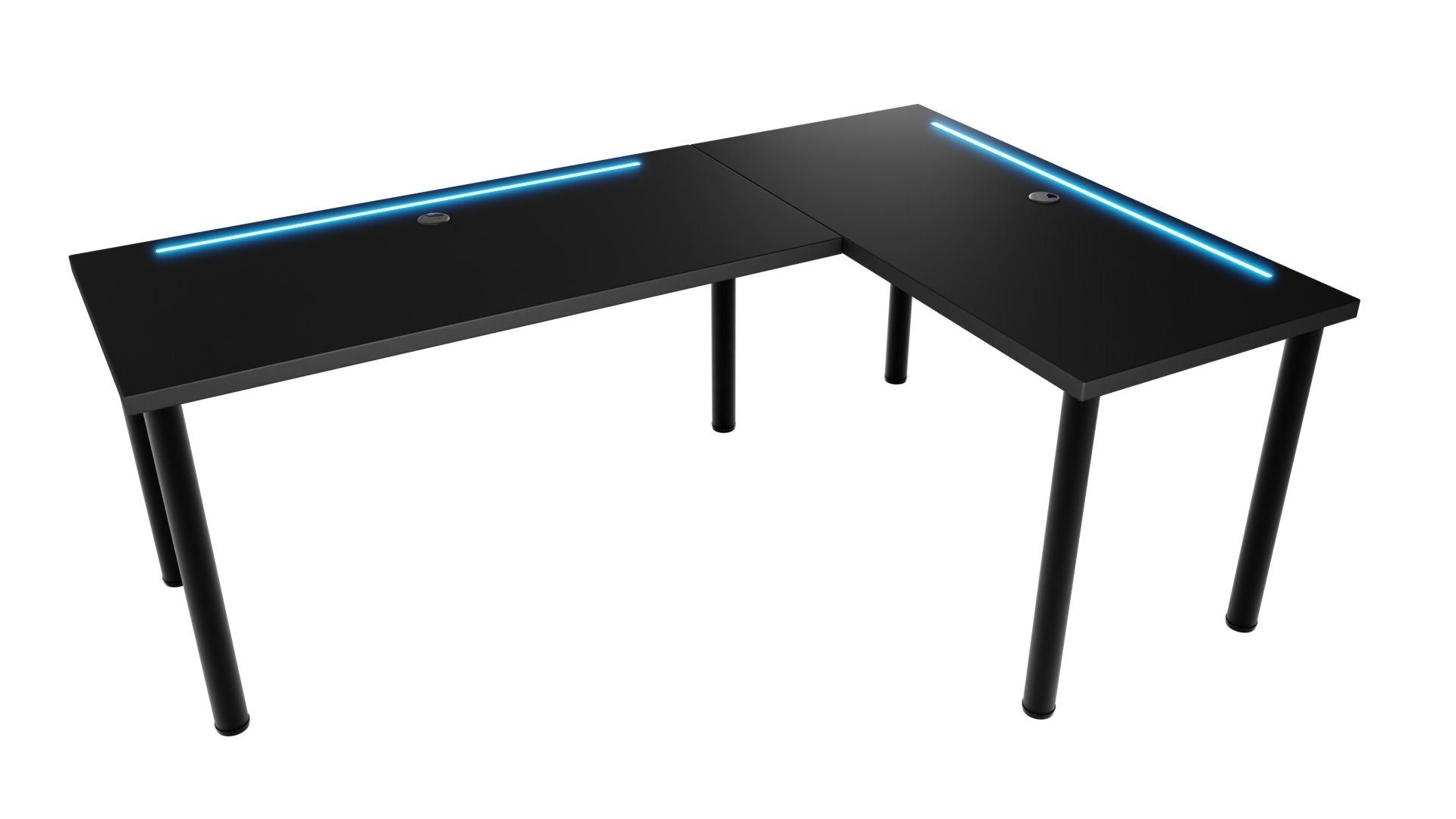 Gamingtisch Großer L-förmiger Eck-Schreibtisch mit LED-Beleuchtung