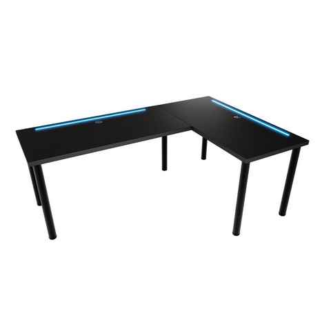 MÖBELSYSTEM Gamingtisch MÖBELSYSTEM Gaming Schreibtisch, beidseitig montierbar, LED, schwarz (Packung, 1 Tisch), Breite 160 cm