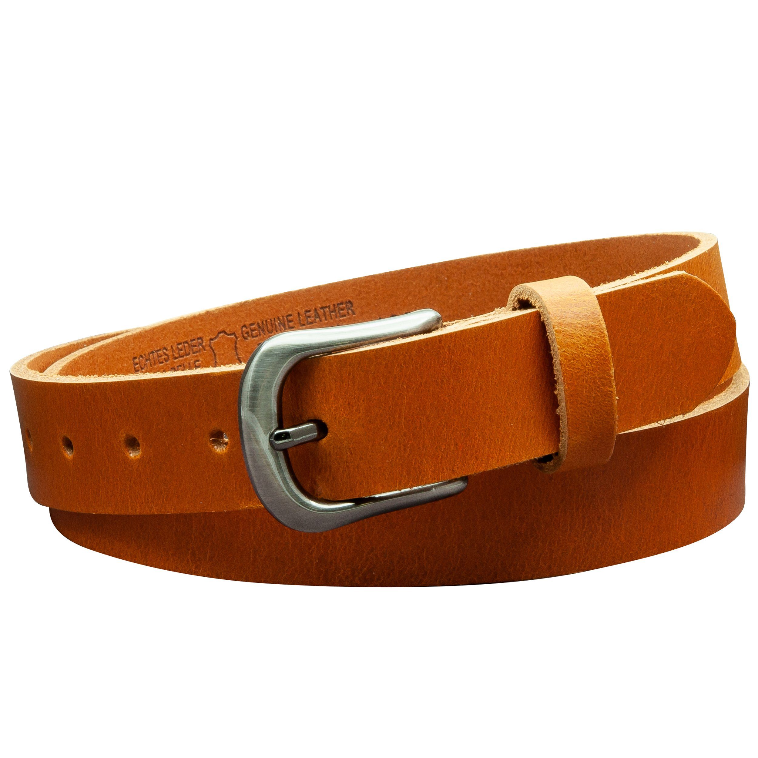 COLOGNEBELT Ledergürtel OM324-VL-Cognac MADE IN GERMANY, Cognac Kürzbar, 100 % Echtleder, Aus einem Stück, Unisex