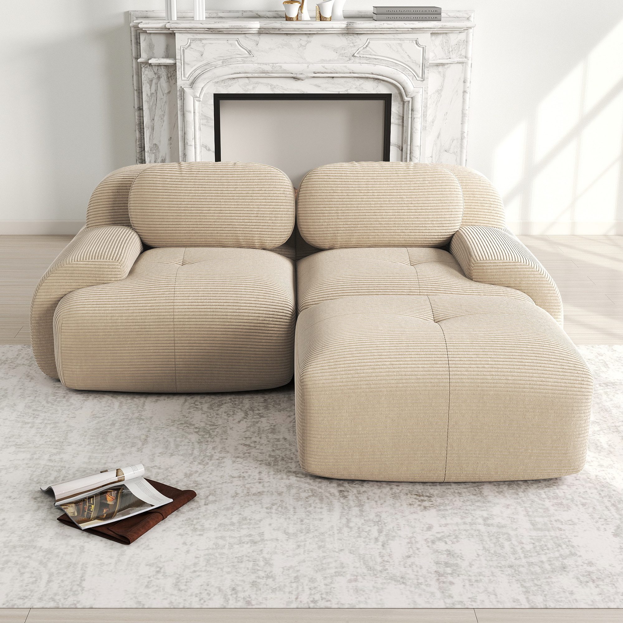 Odikalo 2-Sitzer modular kombinierbar Polstersofa Chaiselongue Mehrfarbig, günstig online kaufen