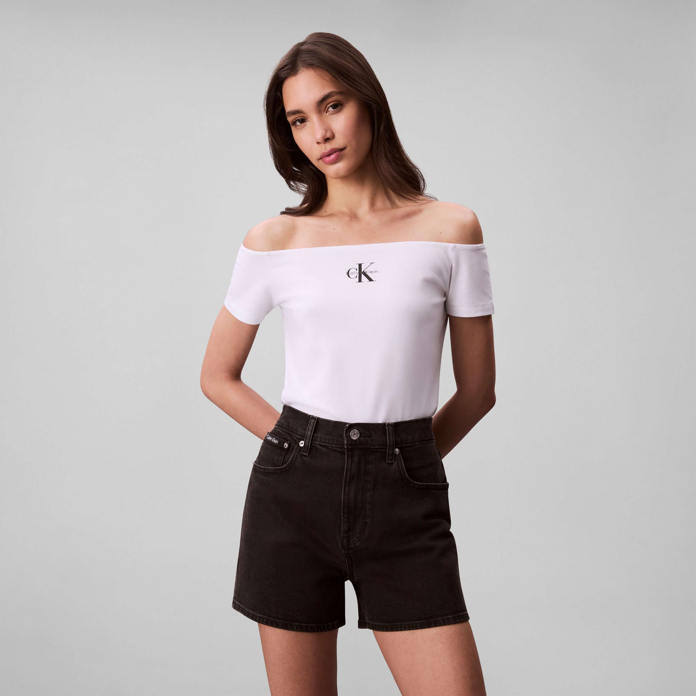 Calvin Klein Jeans Blusentop MNGRM OFF SHLDR STRT Mit tiefem Rundhalsaussch günstig online kaufen