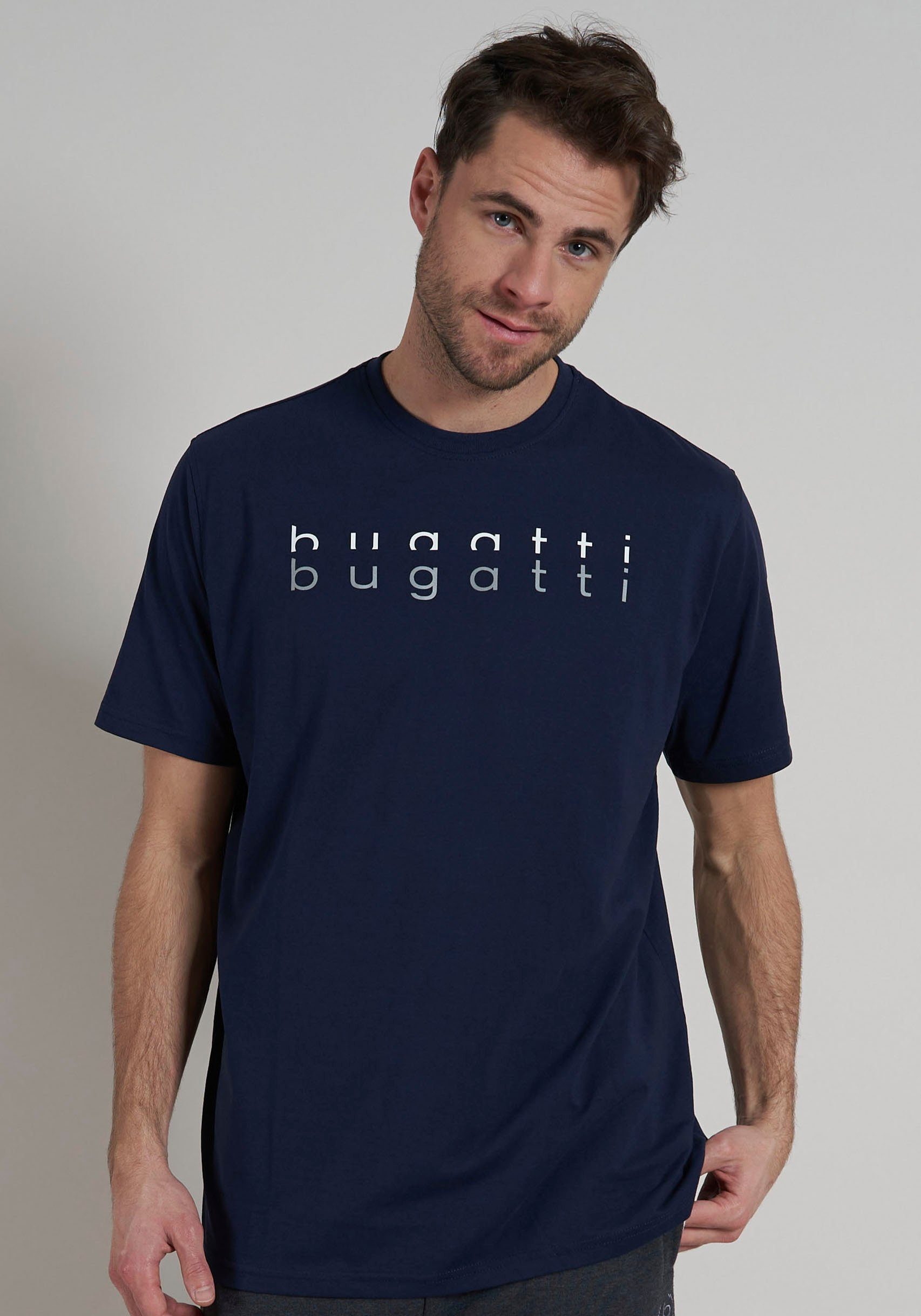 bugatti T-Shirt blau-dunkel-uni