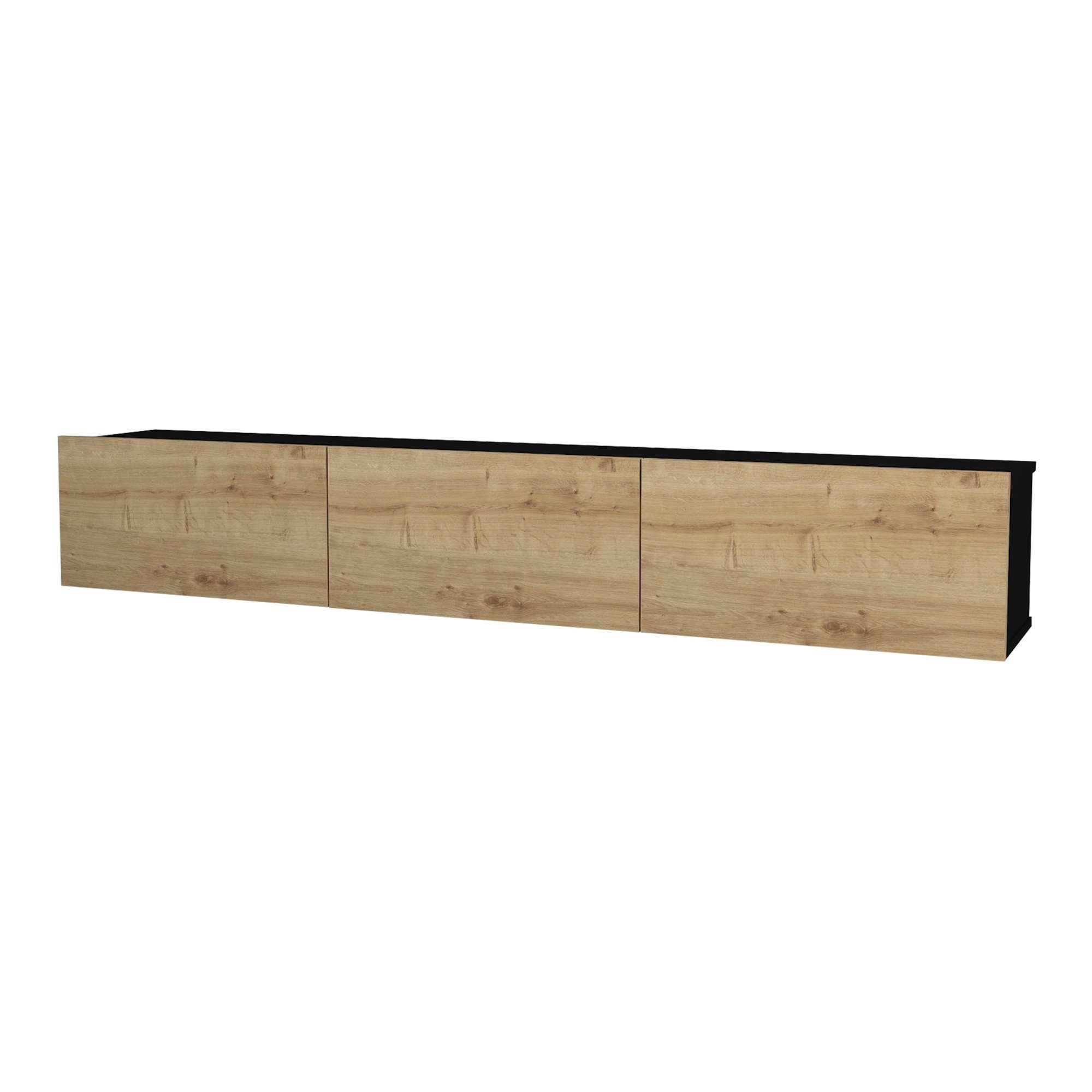 en.casa TV-Schrank »Vihti« Fernsehschrank 180x31x29,5cm Eiche/Schwarz günstig online kaufen