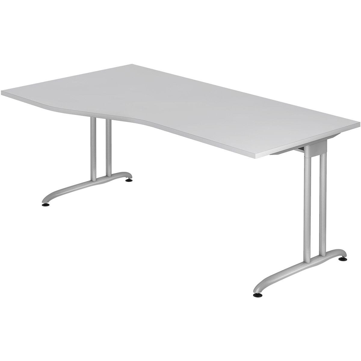 HAMMERBACHER Schreibtisch Wien, Freiform, C-Fuß Gestell, Beite 180 cm lichtgrau