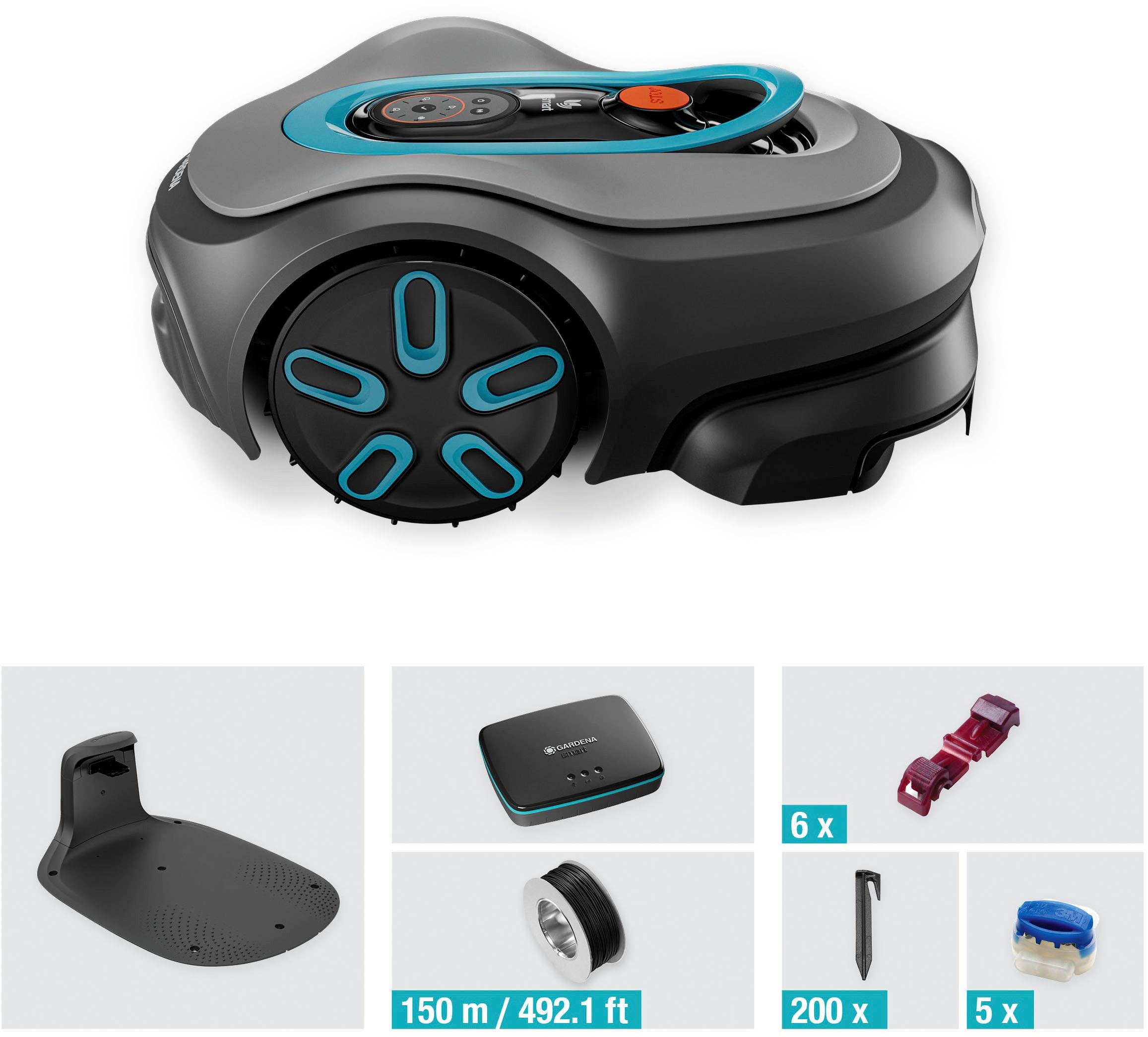 GARDENA Rasenmähroboter smart SILENO pro, bis 600 m² Rasenfläche, inkl. 150 m Begrenzungskabel